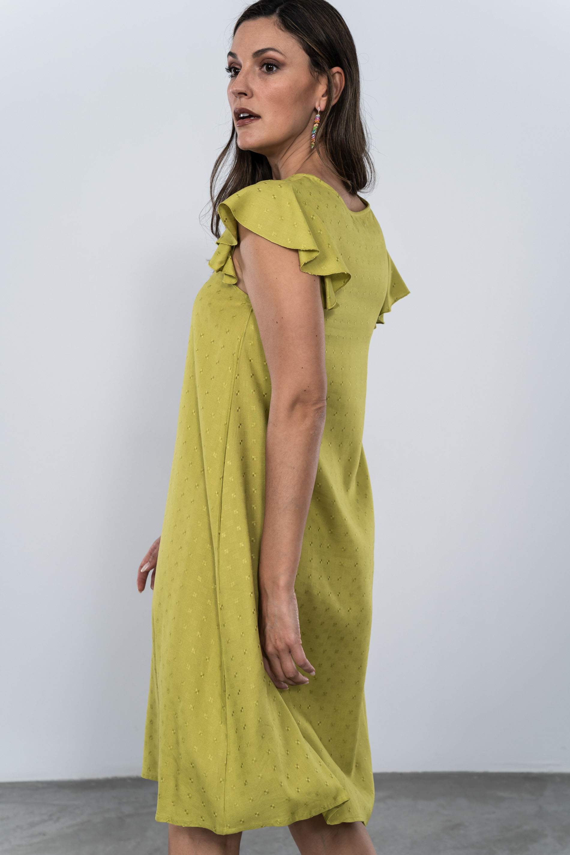VESTIDO MANGA CAPAS PISTACHO