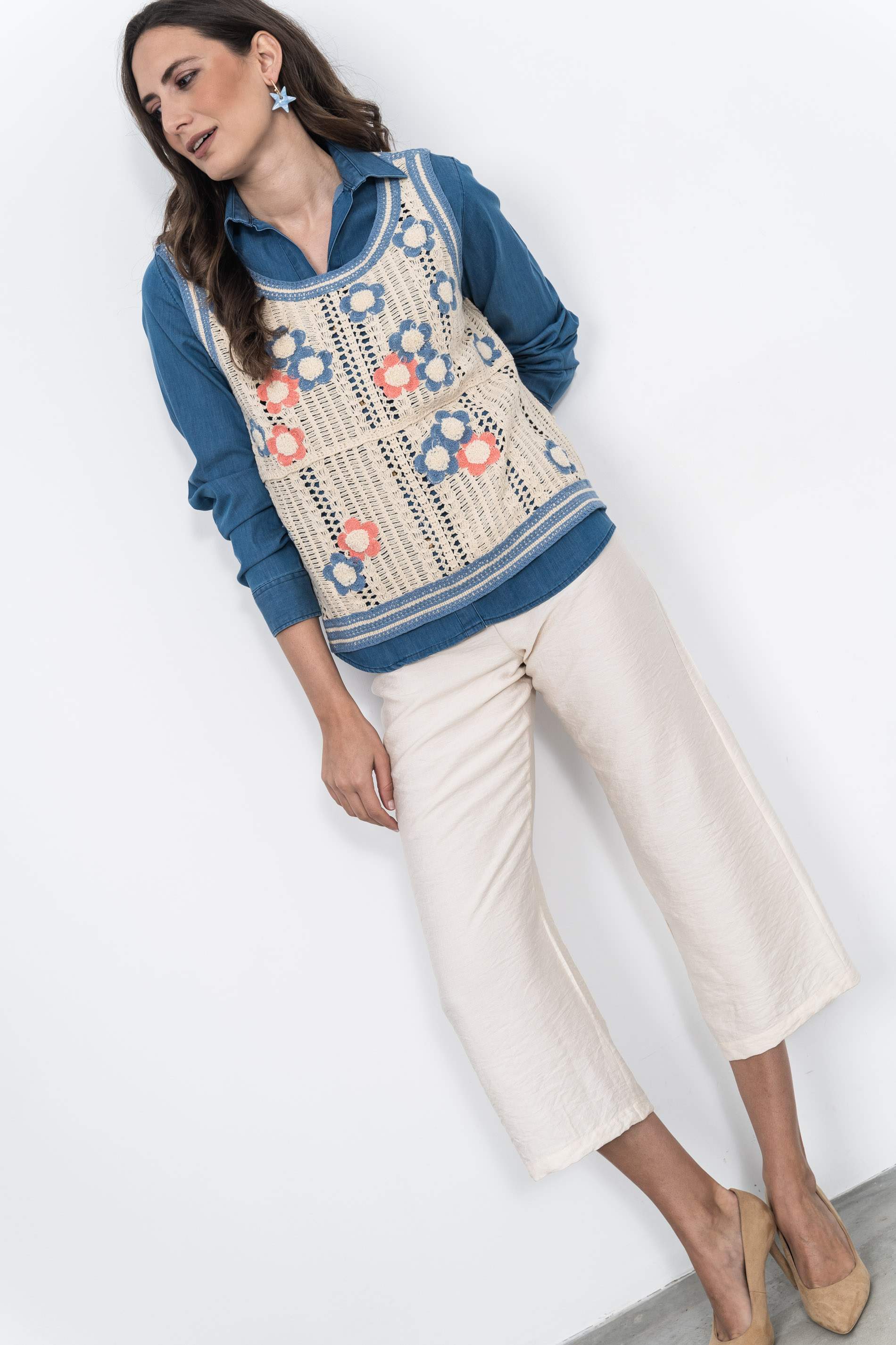 CHALECO CROCHET FLOR