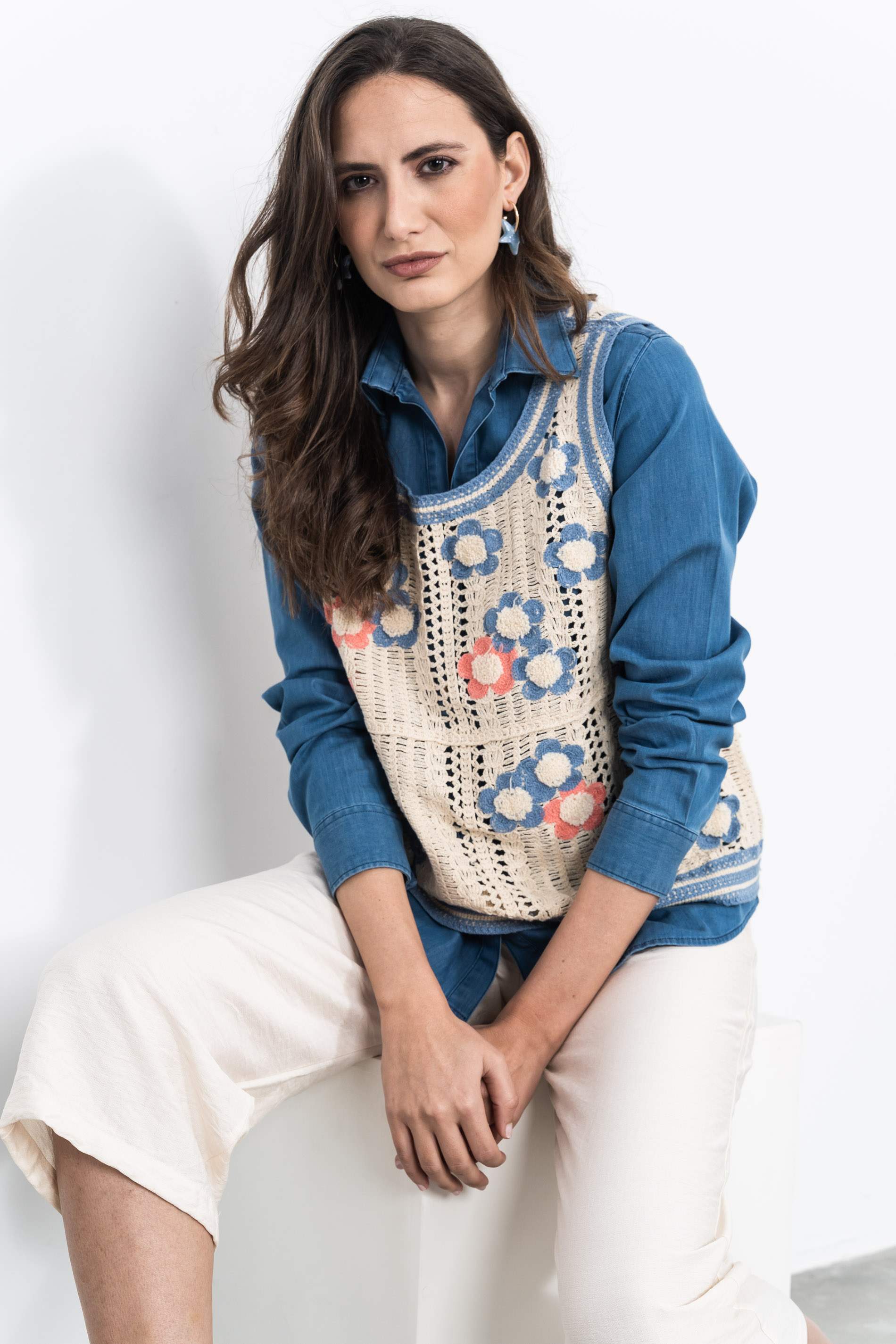 CHALECO CROCHET FLOR