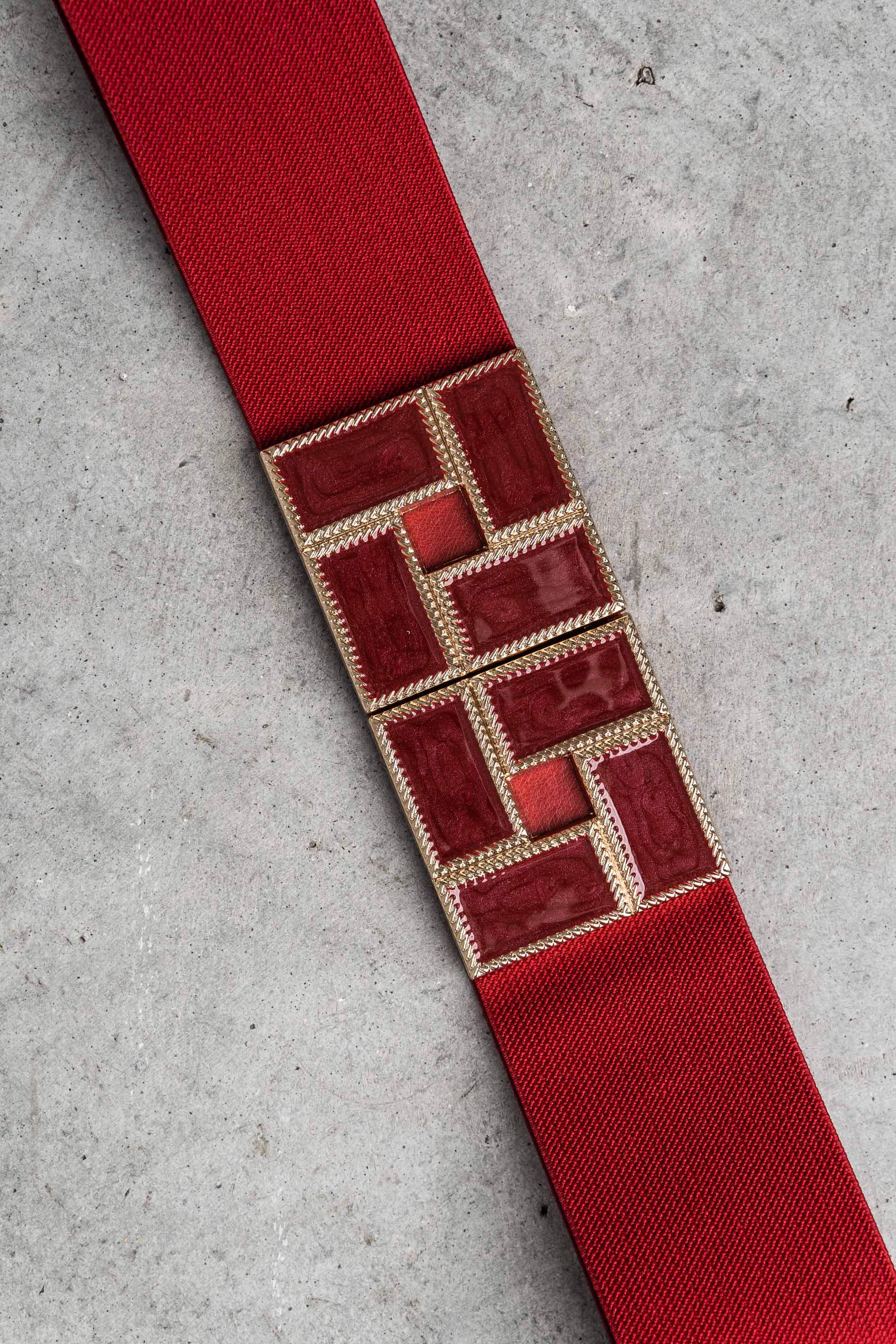 CINTURÓN ELÁSTICO HEBILLA CUADRADA ROJO