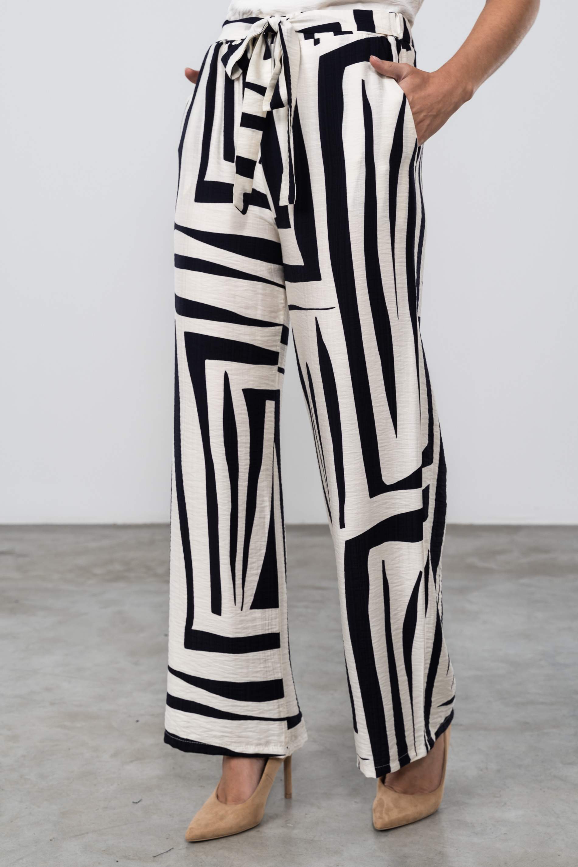 PANTALÓN ESTAMPADO ANCHO MARINO