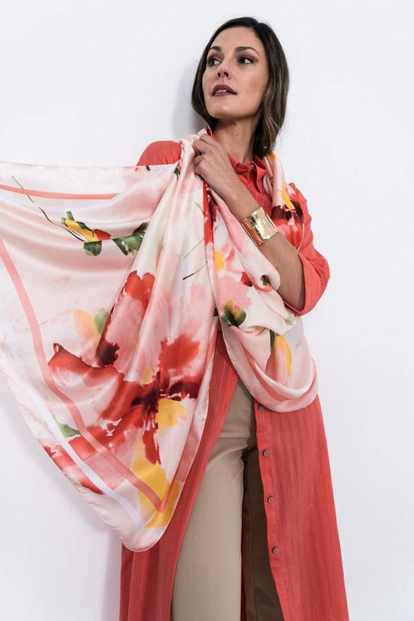 FOULARD EFECTO SEDA ACUARELA ROSA