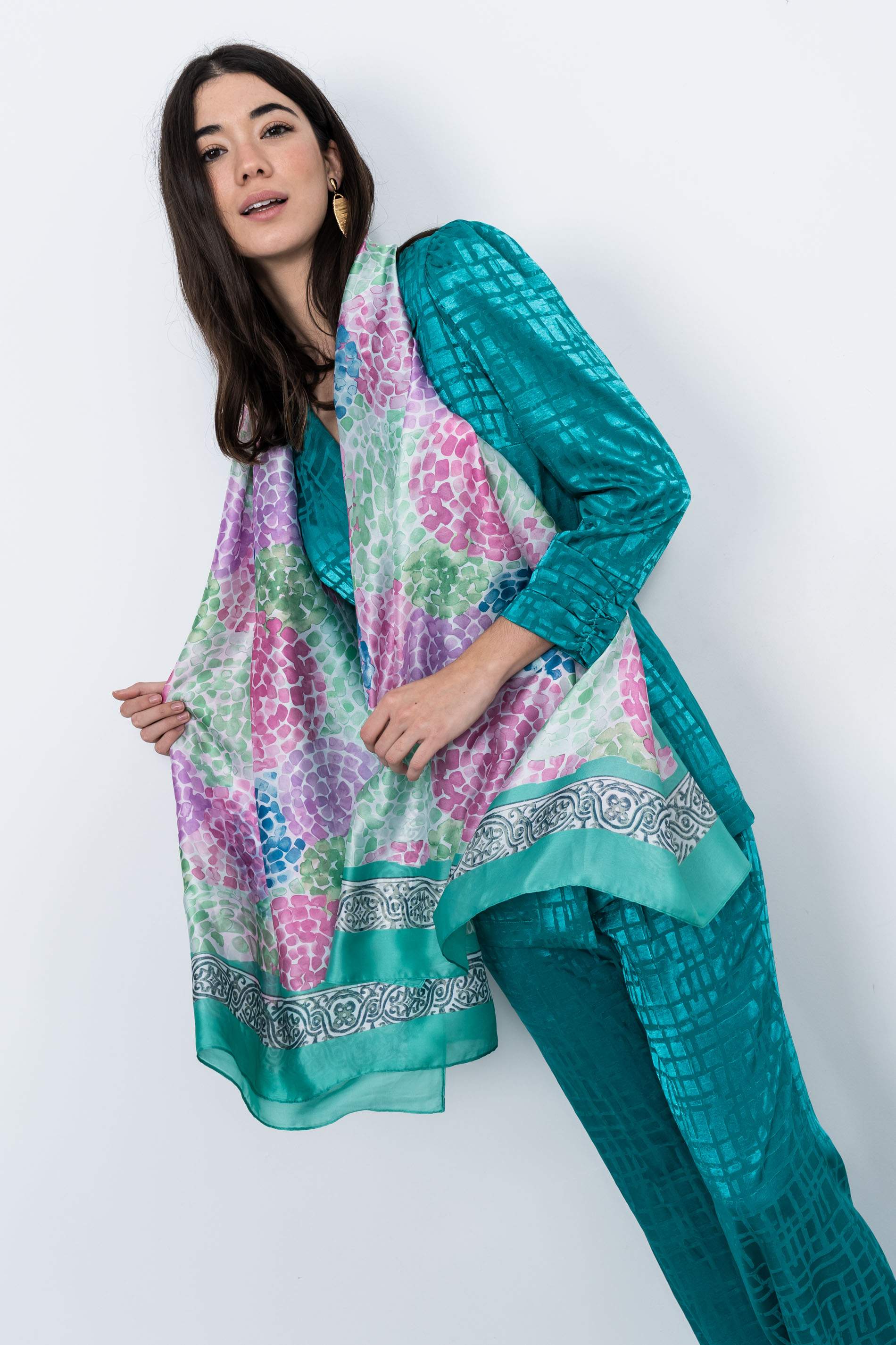 FOULARD EFECTO SEDA MOSAICO VERDE