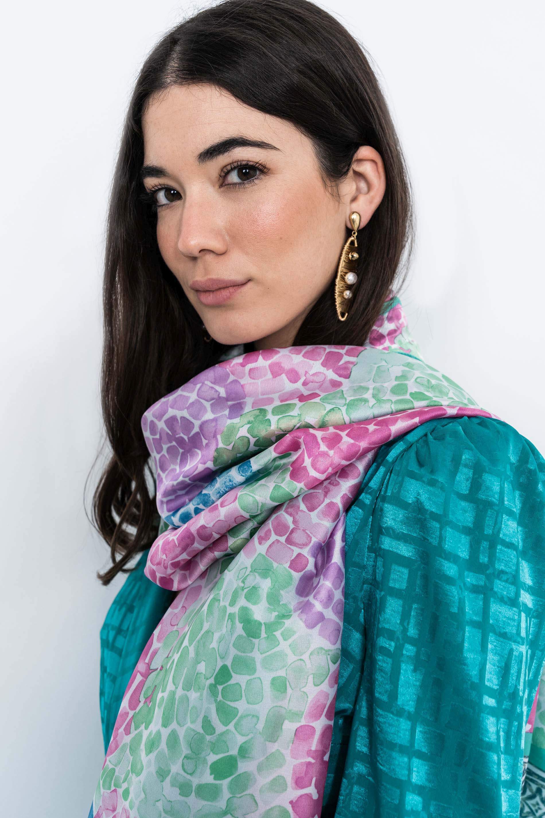 FOULARD EFECTO SEDA MOSAICO VERDE