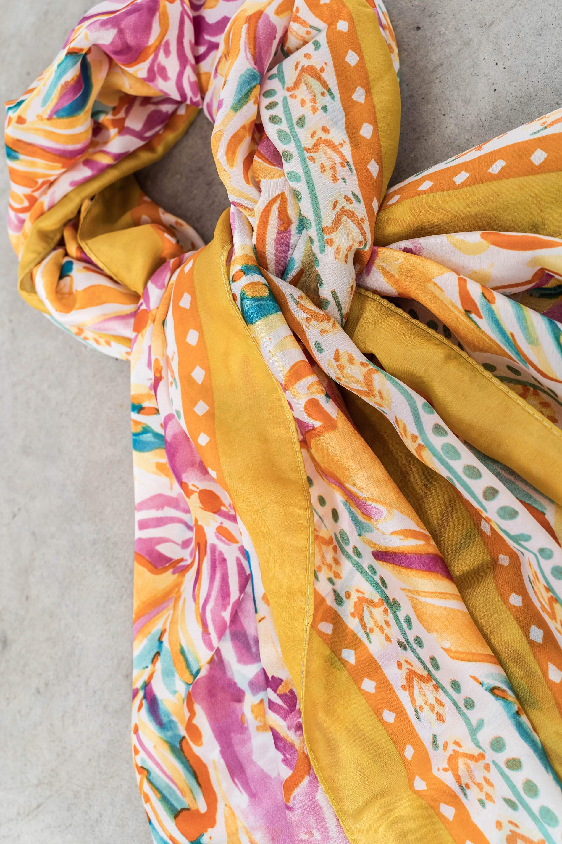FOULARD EFECTO SEDA ACUARELAS AMARILLO