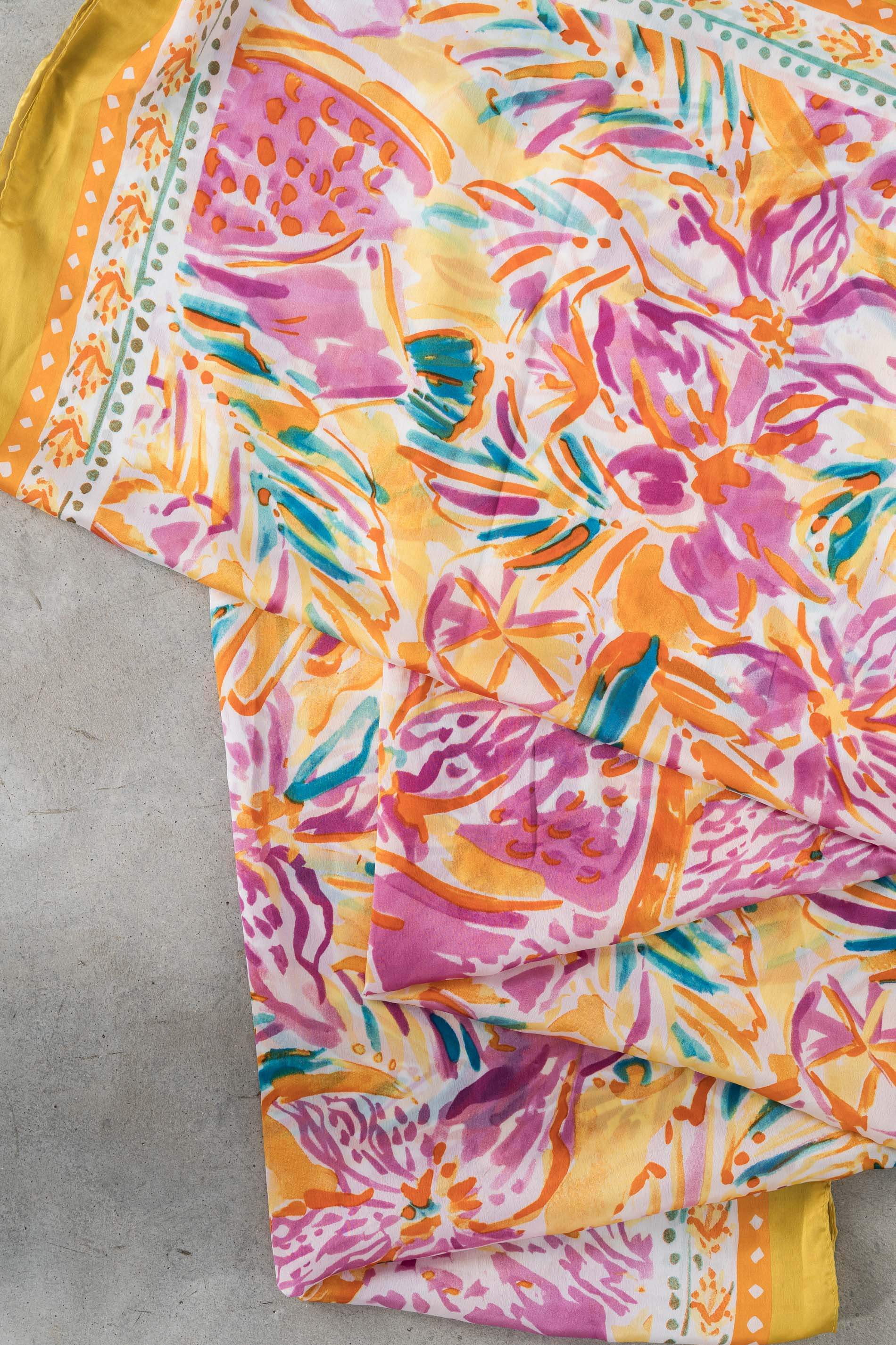 FOULARD EFECTO SEDA ACUARELAS AMARILLO
