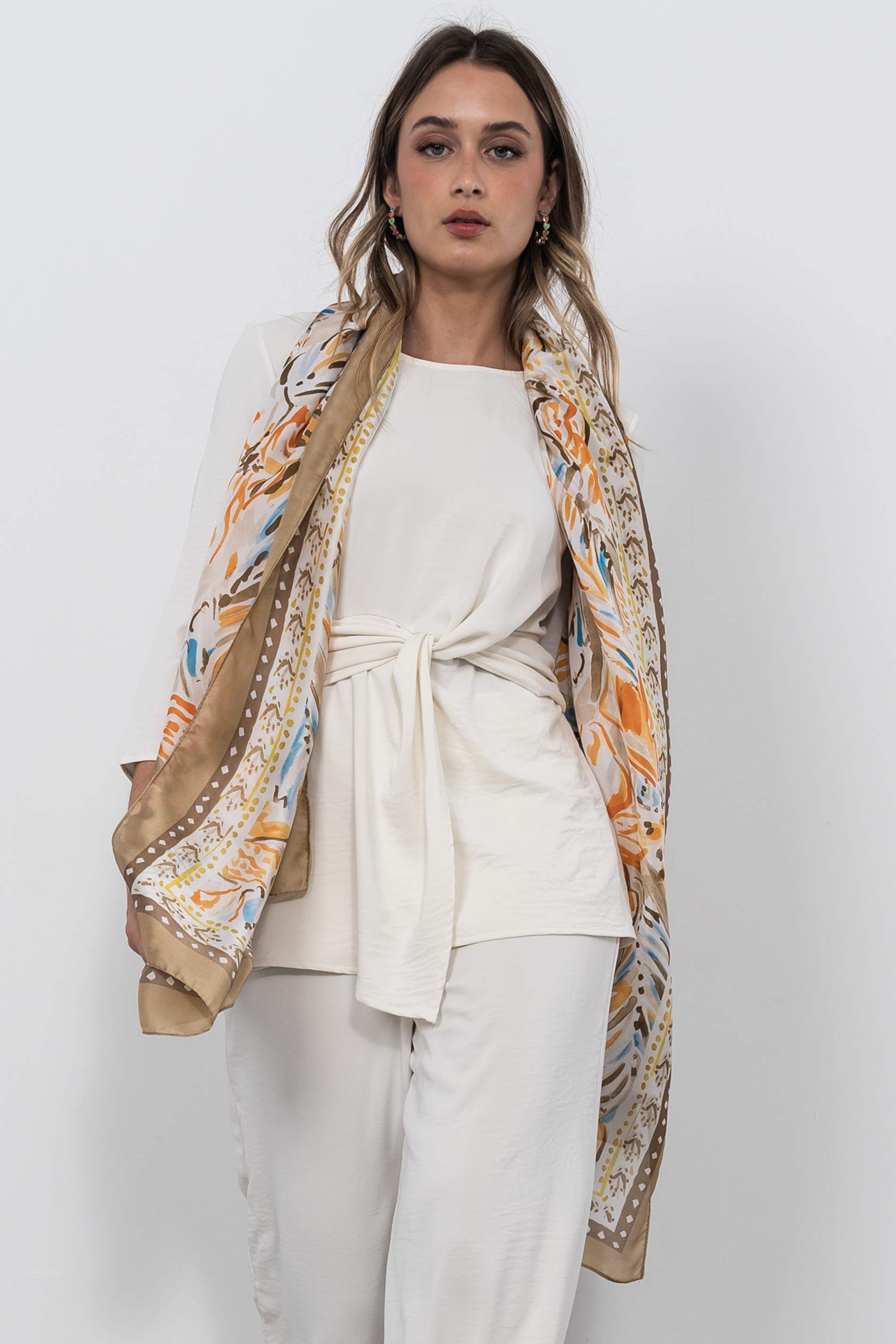 FOULARD EFECTO SEDA ACUARELAS BEIGE