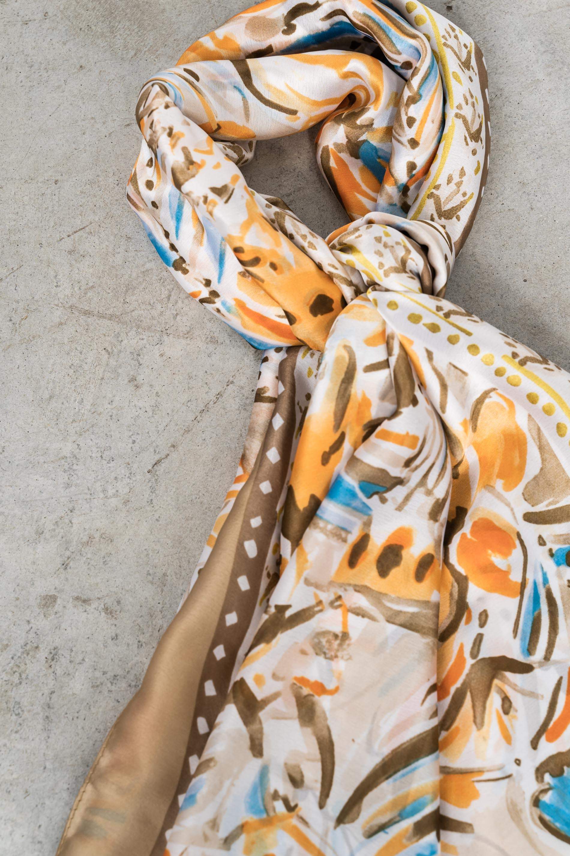 FOULARD EFECTO SEDA ACUARELAS BEIGE