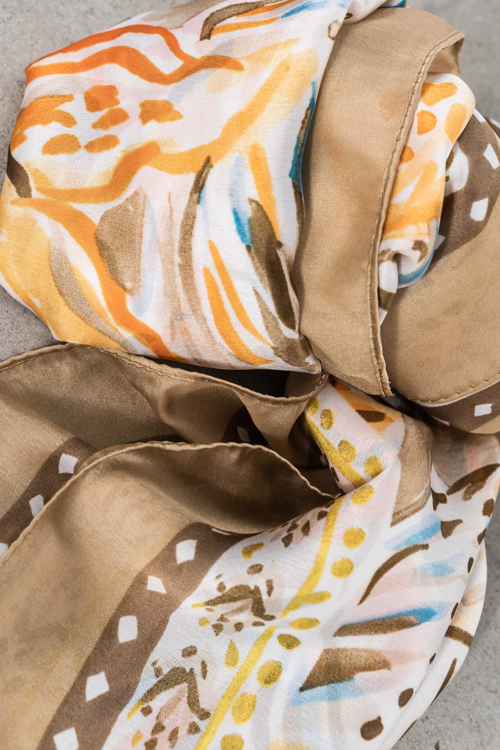 FOULARD EFECTO SEDA ACUARELAS BEIGE