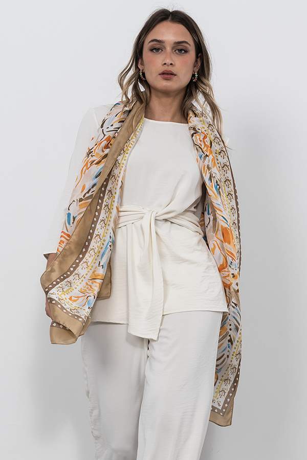 FOULARD EFECTO SEDA ACUARELAS BEIGE