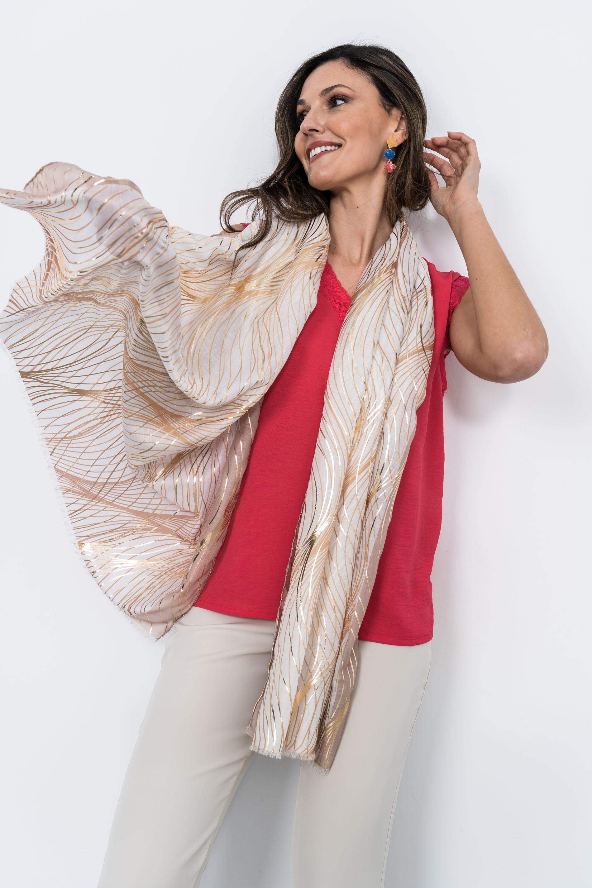 FOULARD EFECTO TRAZOS ORO
