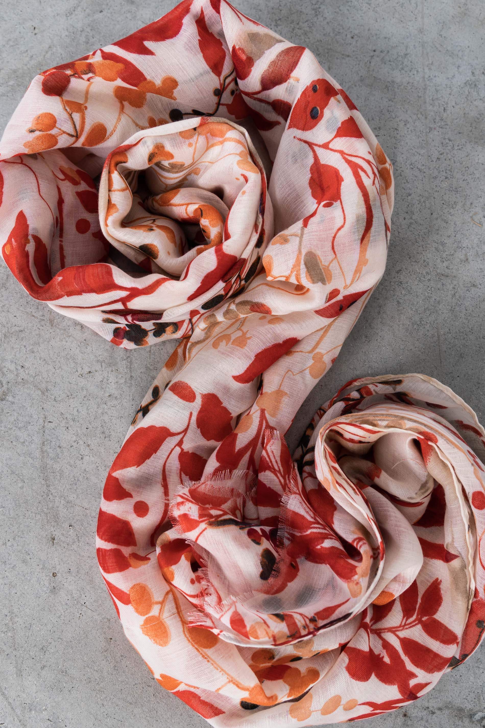 FOULARD HOJAS ROJO