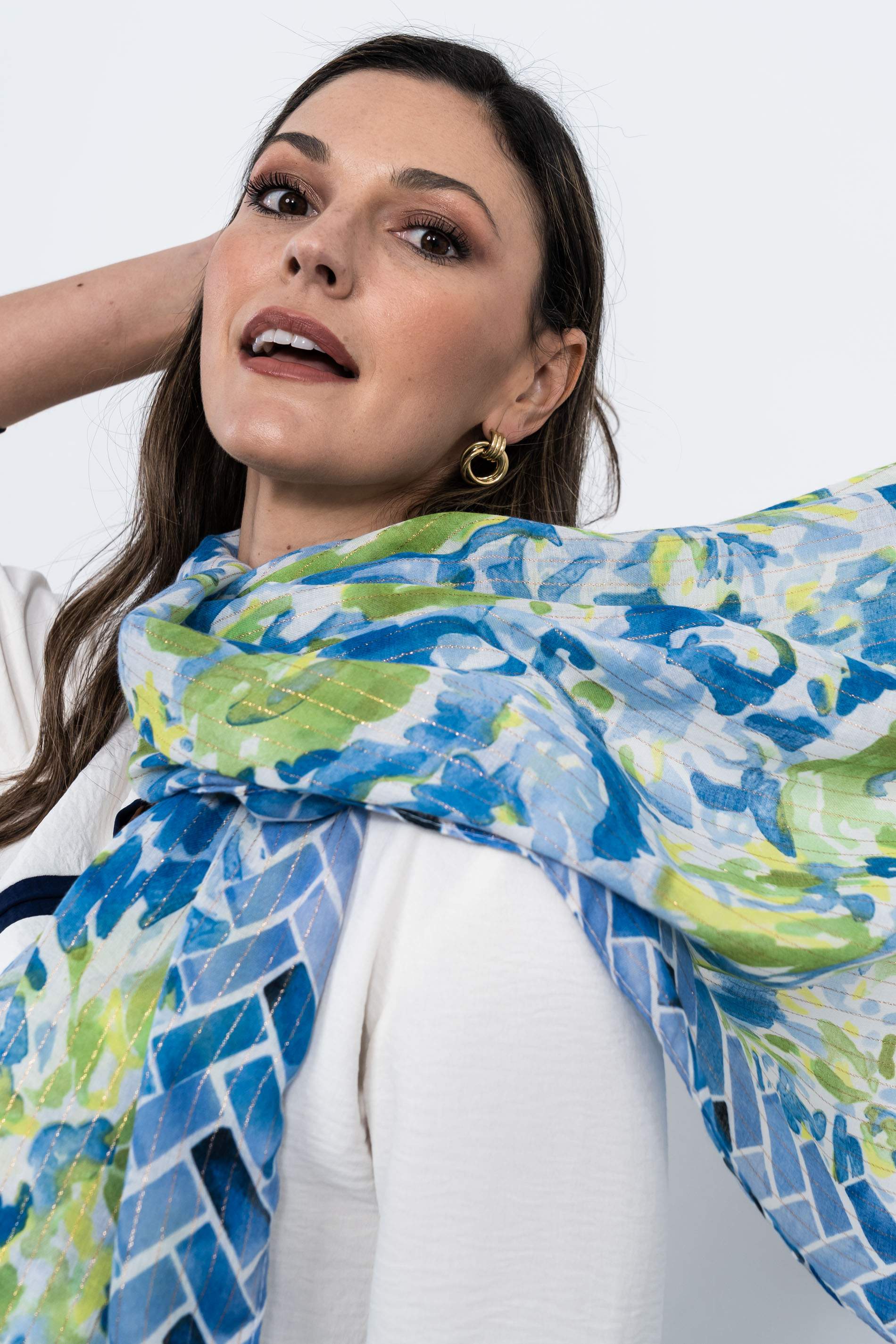FOULARD HILOS ORO ACUARELAS