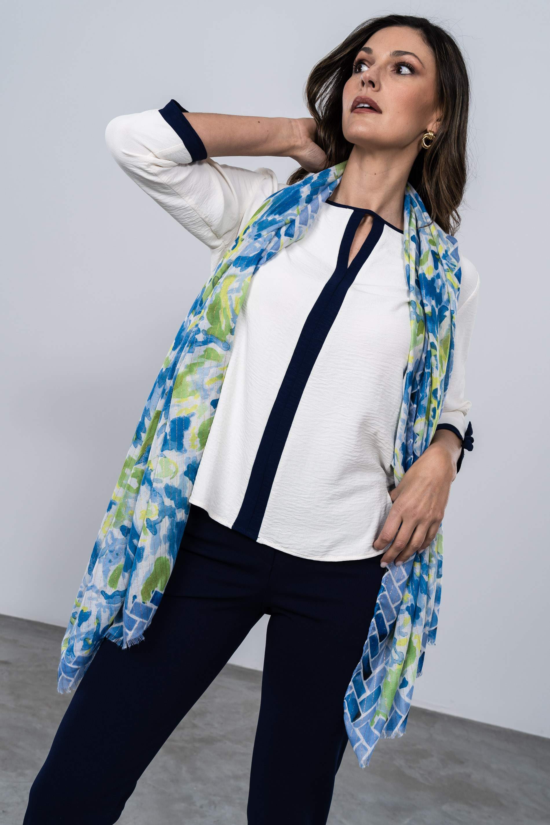 FOULARD HILOS ORO ACUARELAS