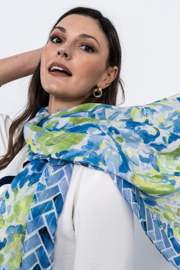 FOULARD HILOS ORO ACUARELAS
