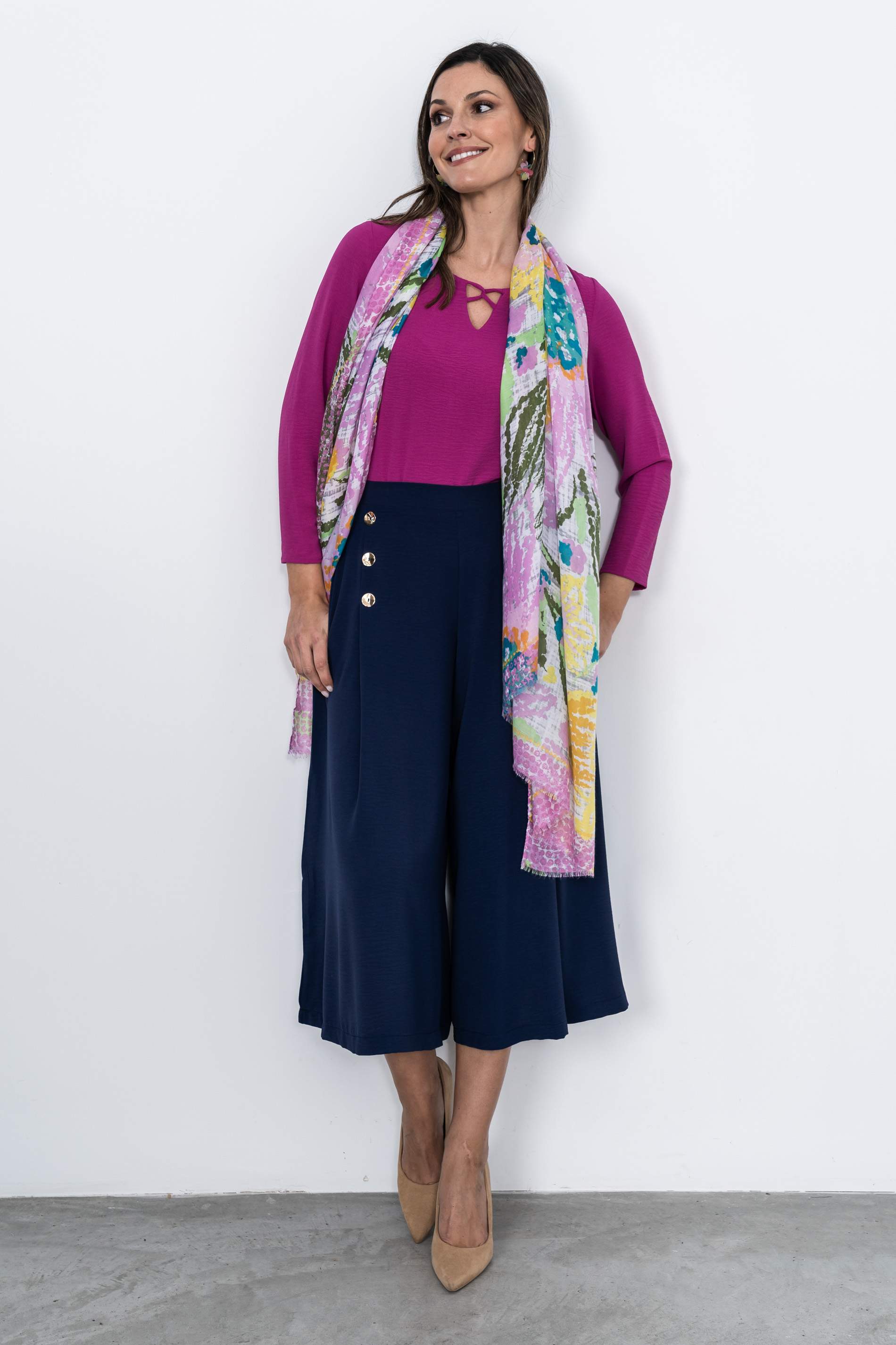 FOULARD MANCHAS FLOR ROSA