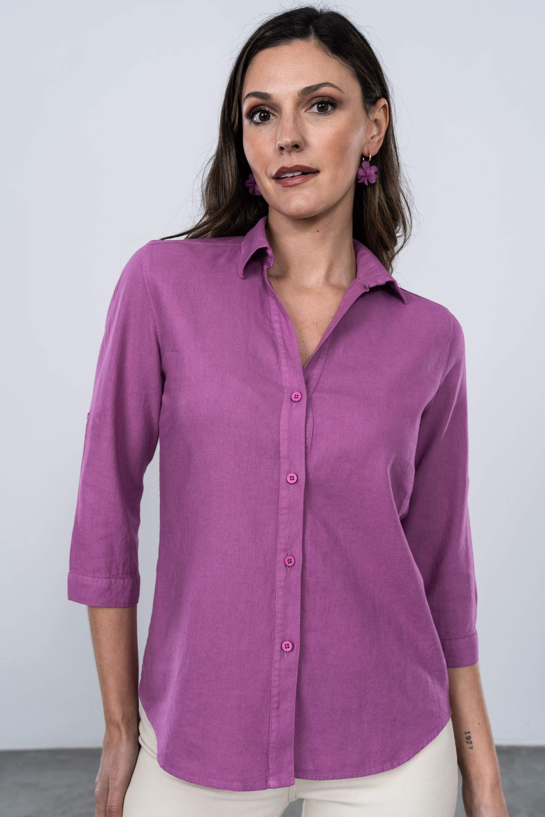CAMISA EFECTO LINO BUGANVILLA