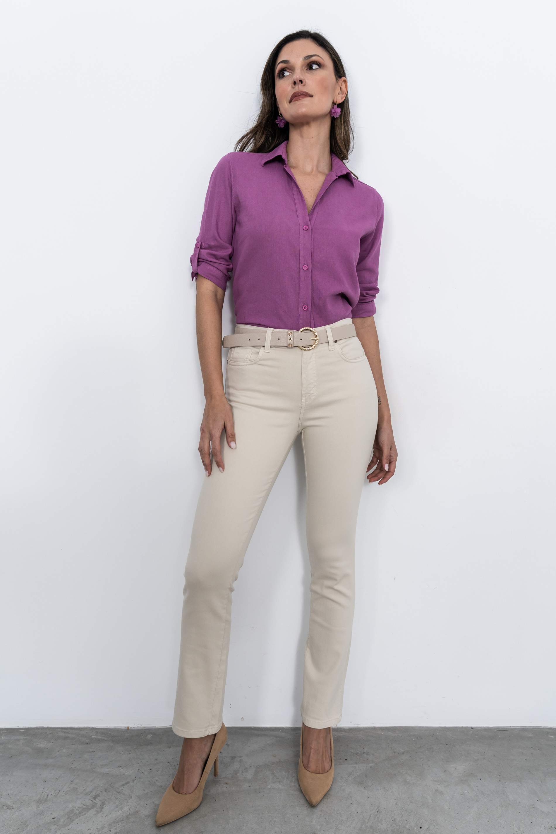 CAMISA EFECTO LINO BUGANVILLA