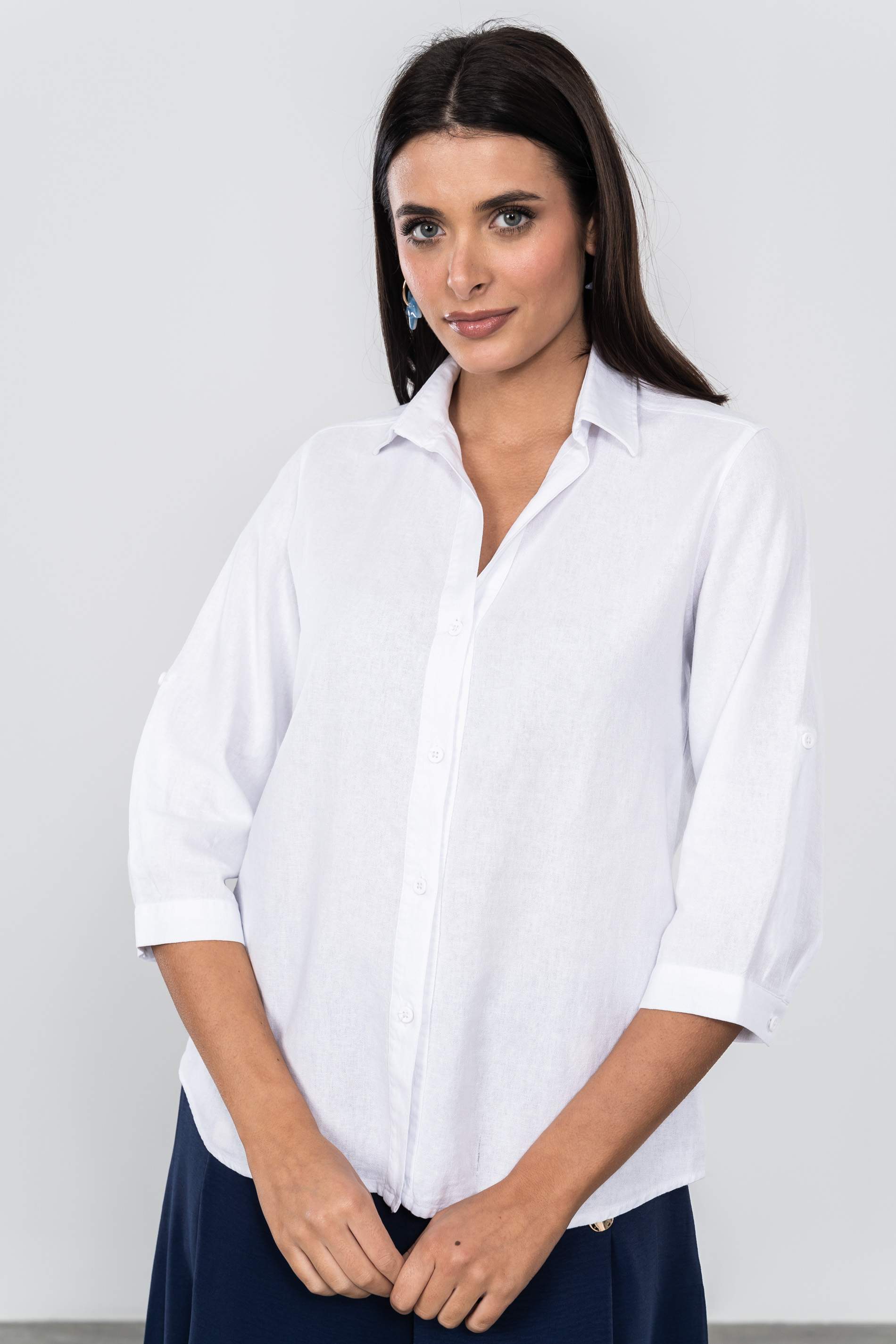CAMISA EFECTO LINO BLANCO