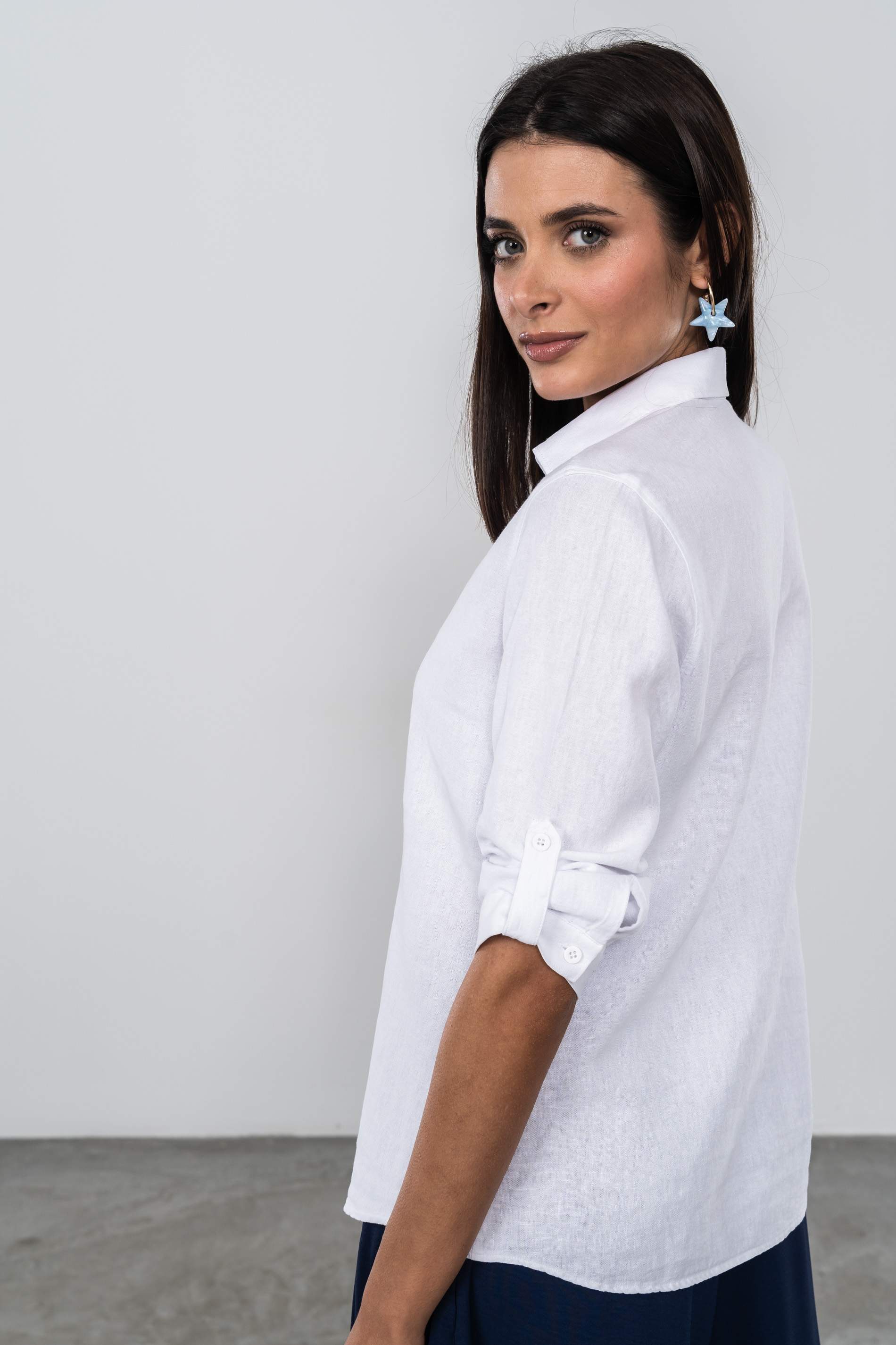 CAMISA EFECTO LINO BLANCO