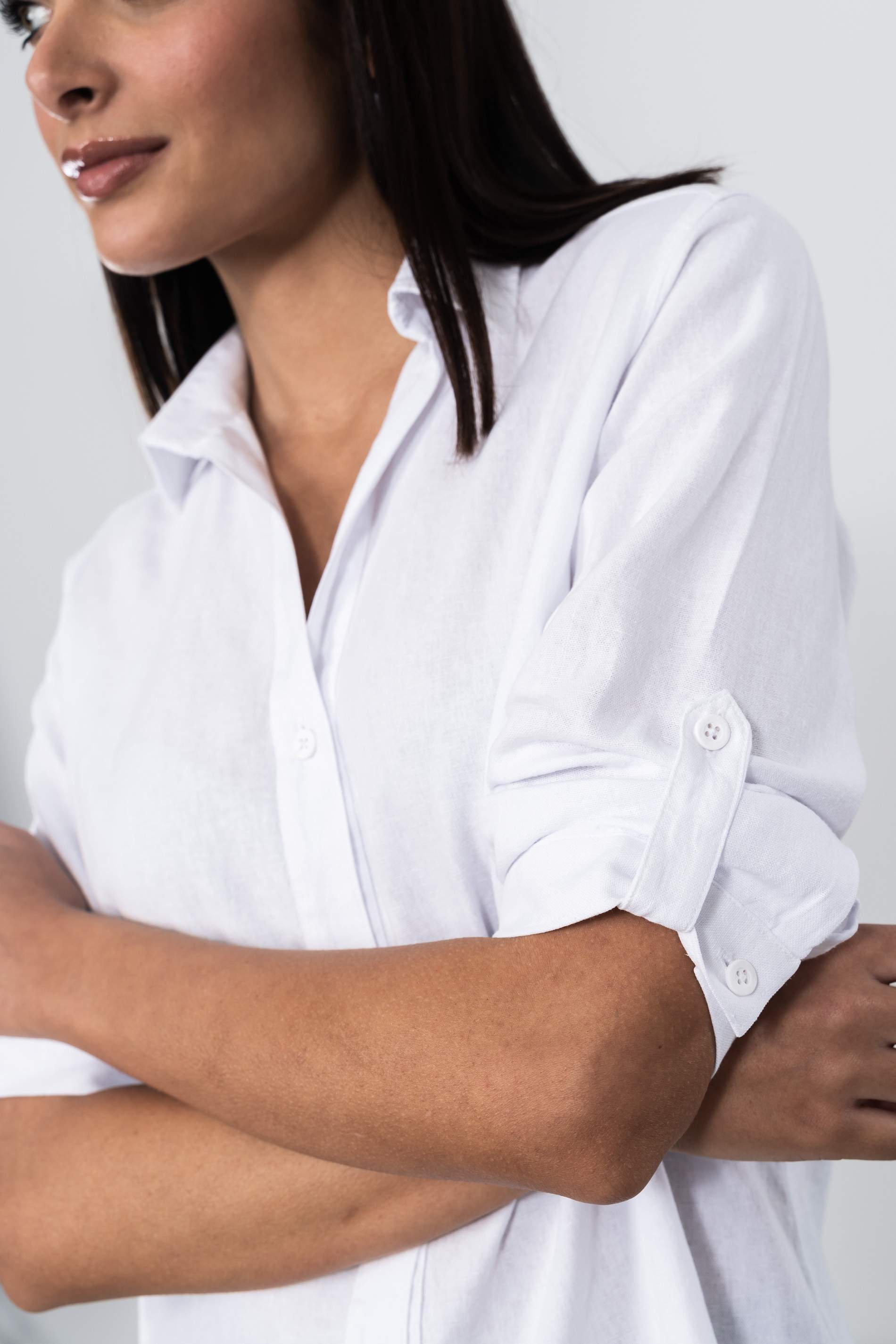 CAMISA EFECTO LINO BLANCO