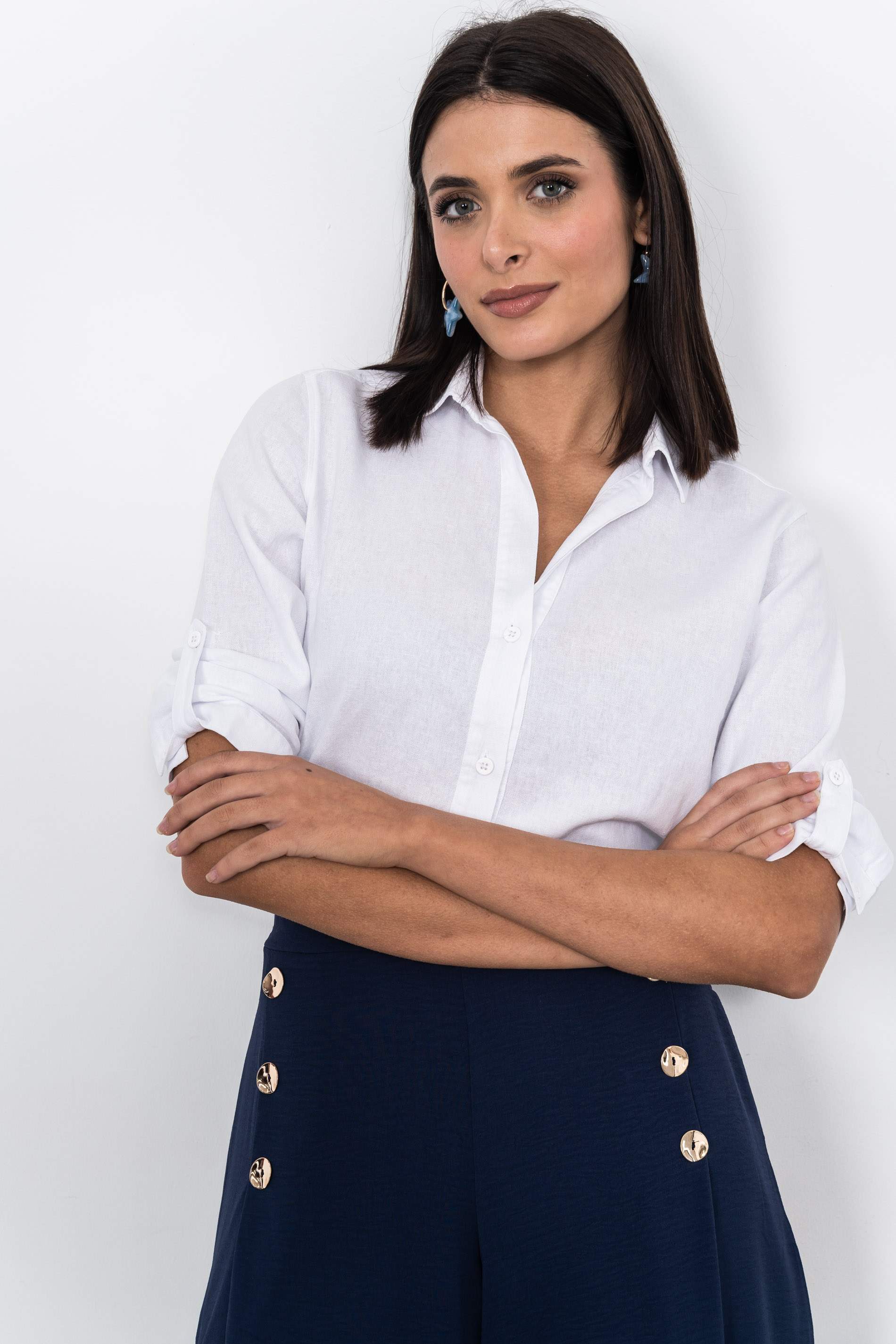 CAMISA EFECTO LINO BLANCO