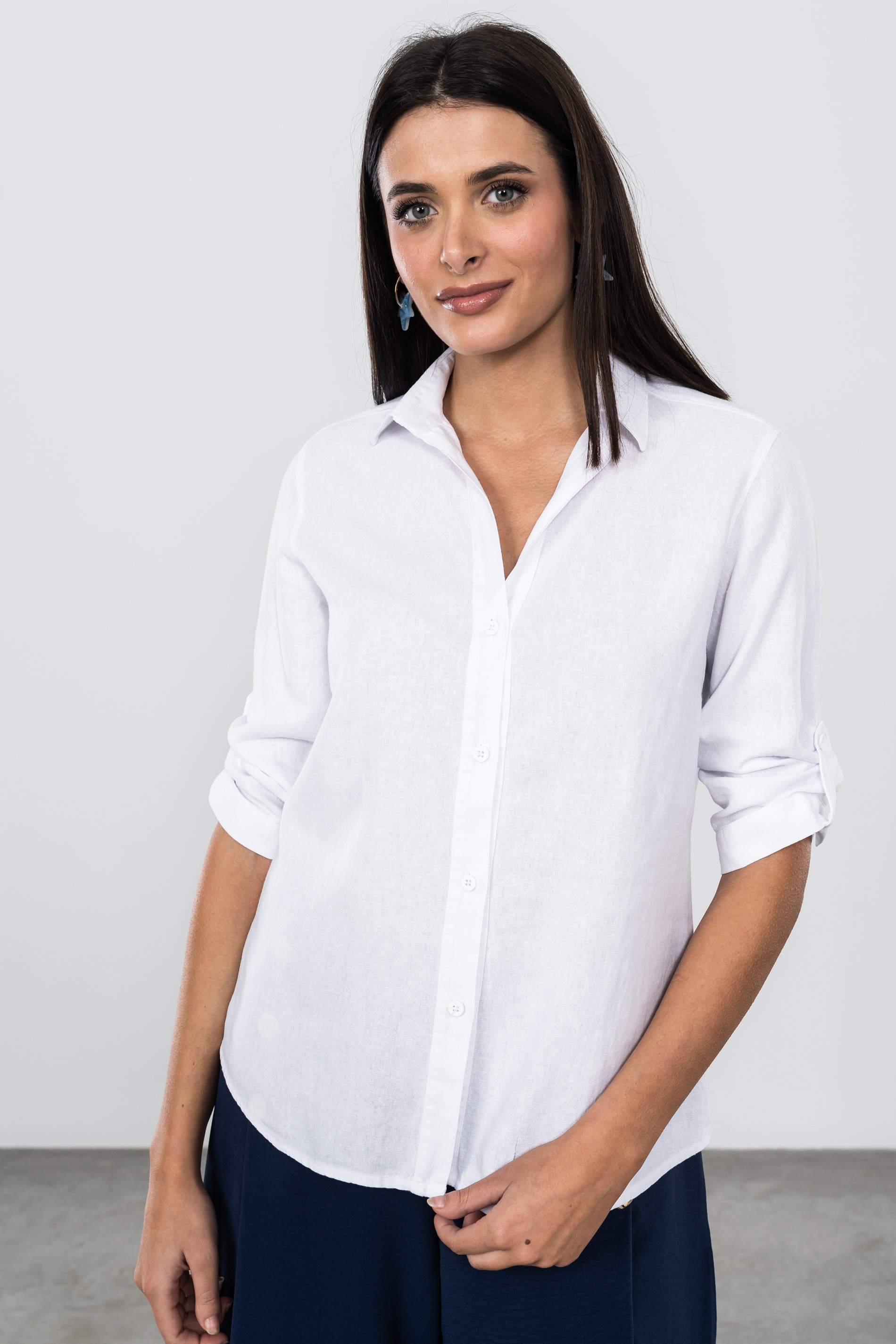 CAMISA EFECTO LINO BLANCO