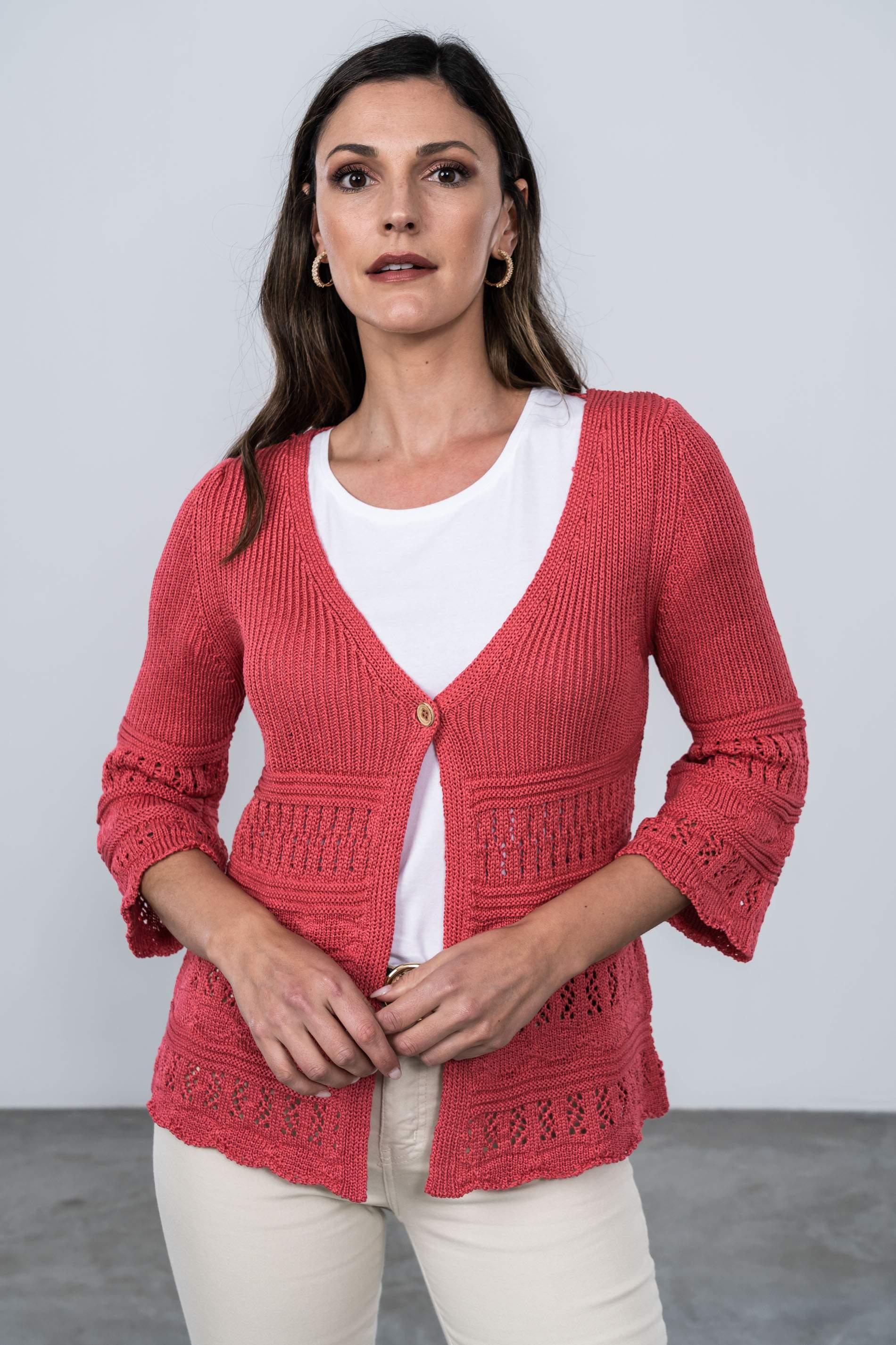 CHAQUETA MANGA ACAMPANADA CORAL