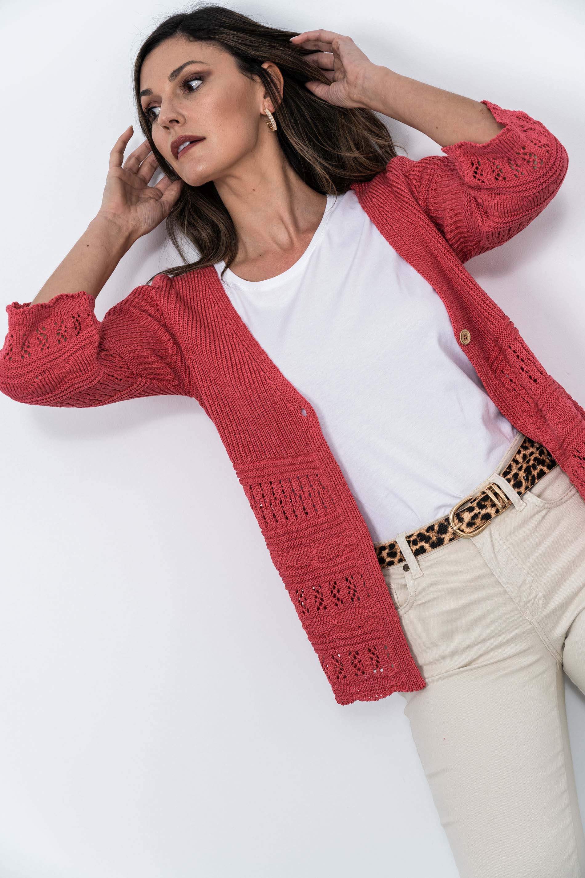 CHAQUETA MANGA ACAMPANADA CORAL