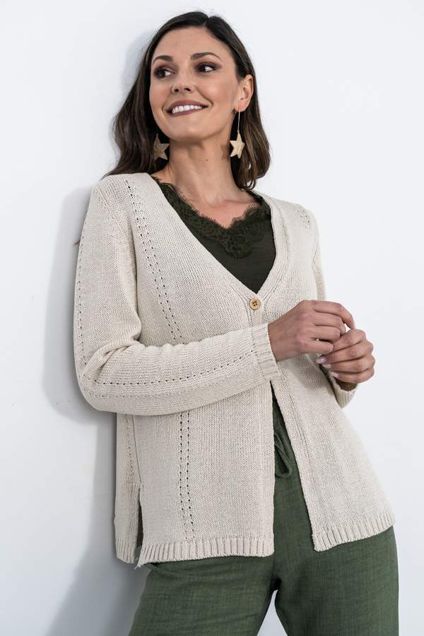 CHAQUETA BOTÓN ARENA
