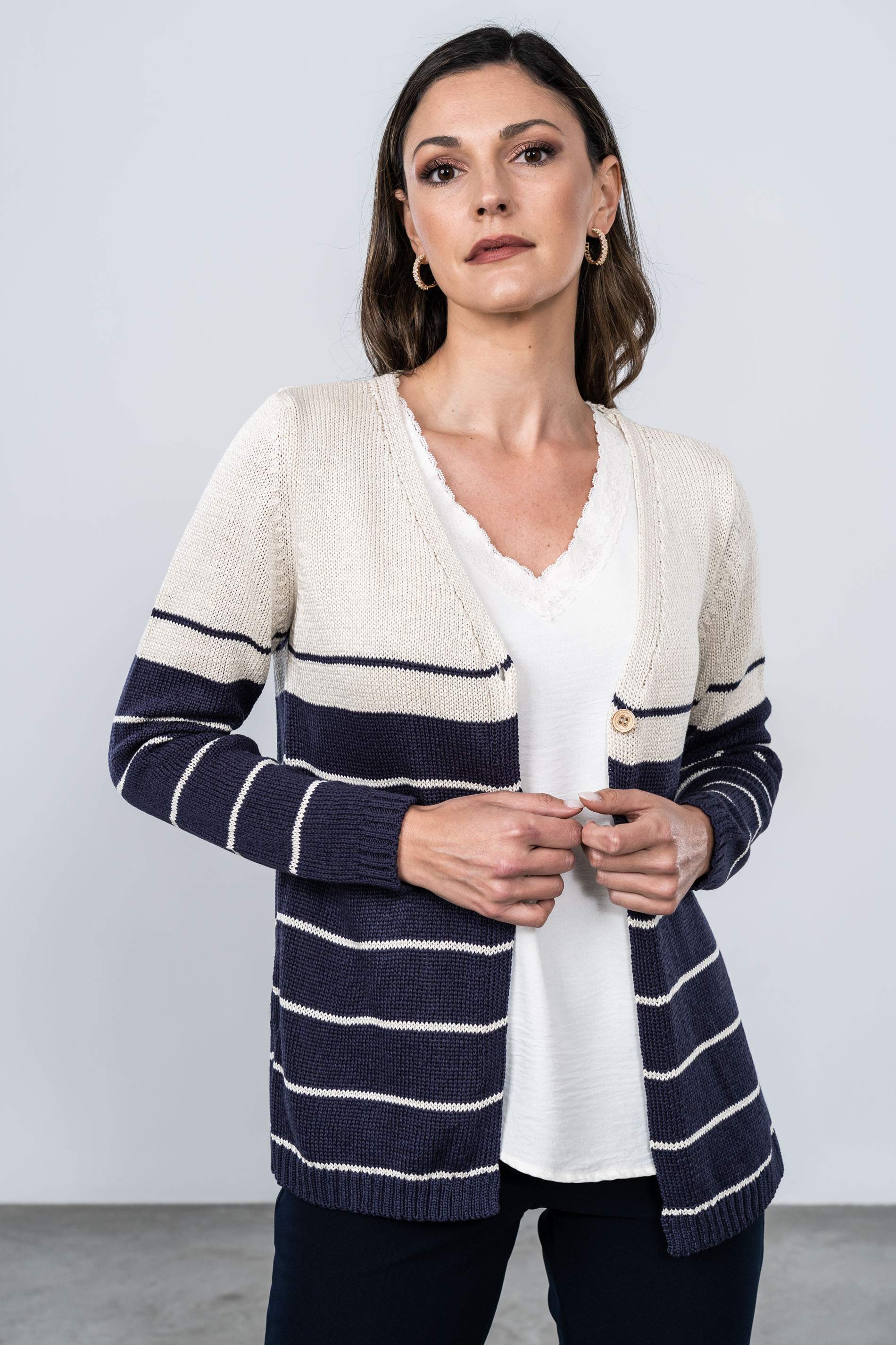 CHAQUETA BOTÓN RAYAS 