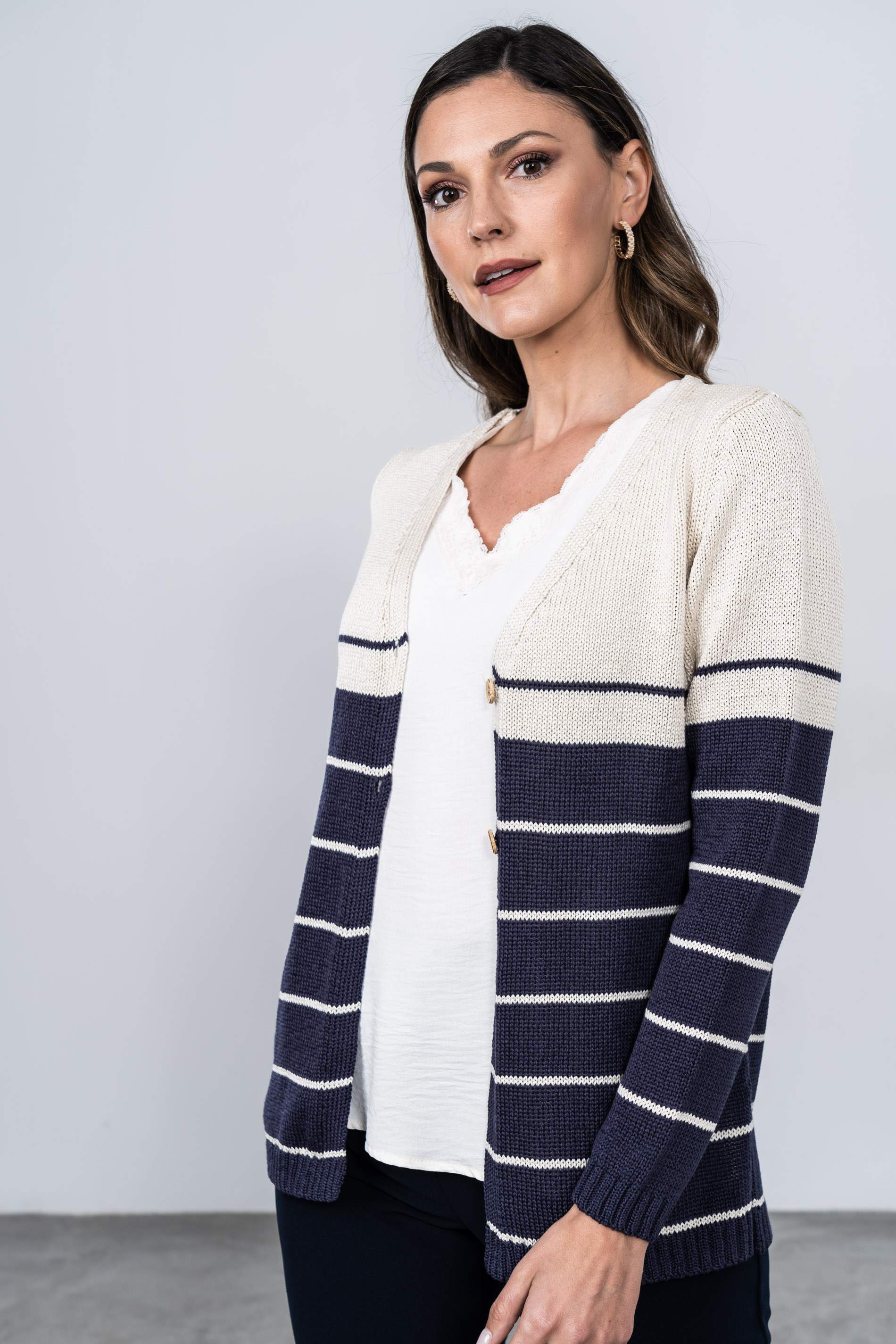 CHAQUETA BOTÓN RAYAS 