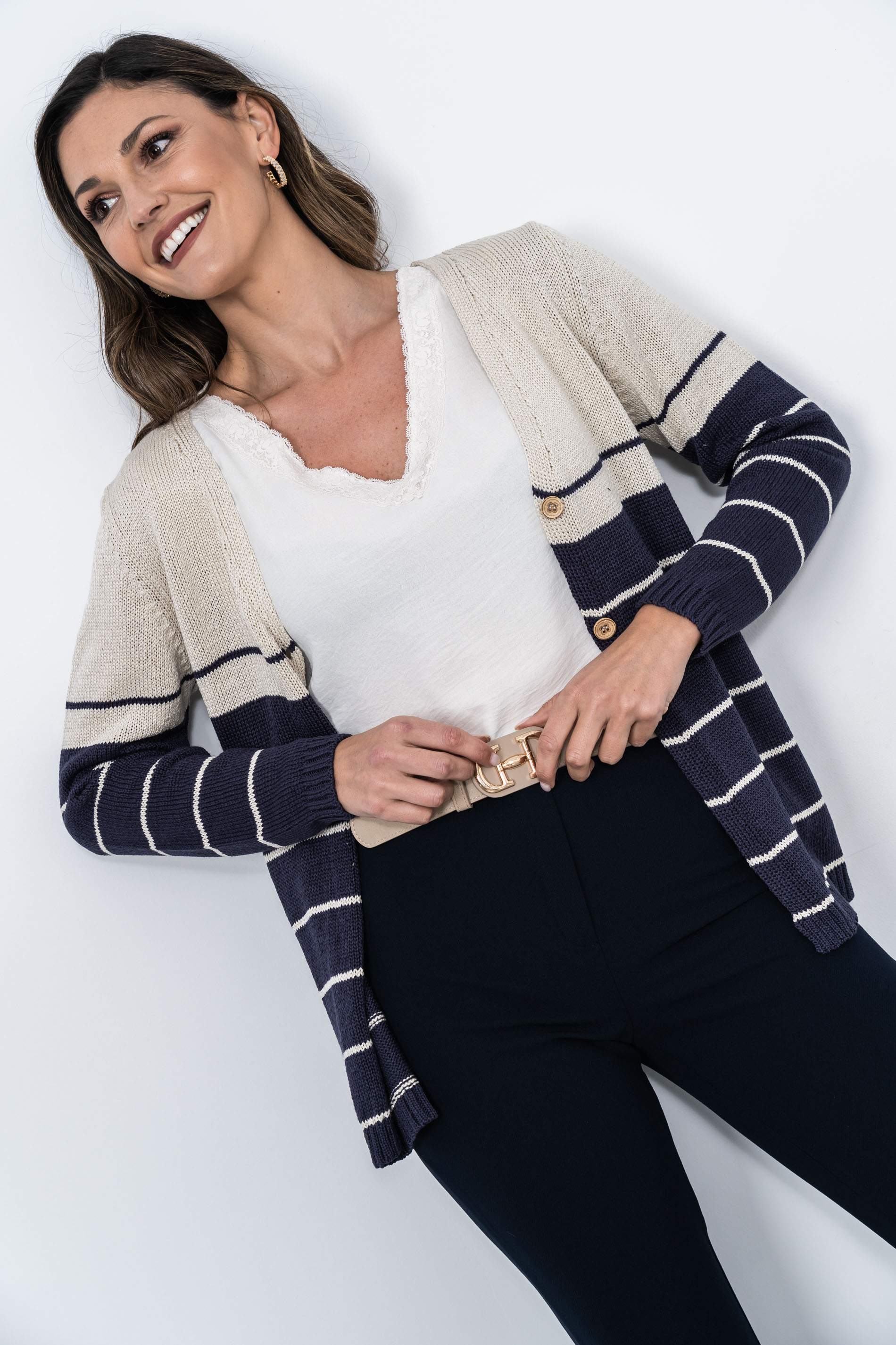 CHAQUETA BOTÓN RAYAS 