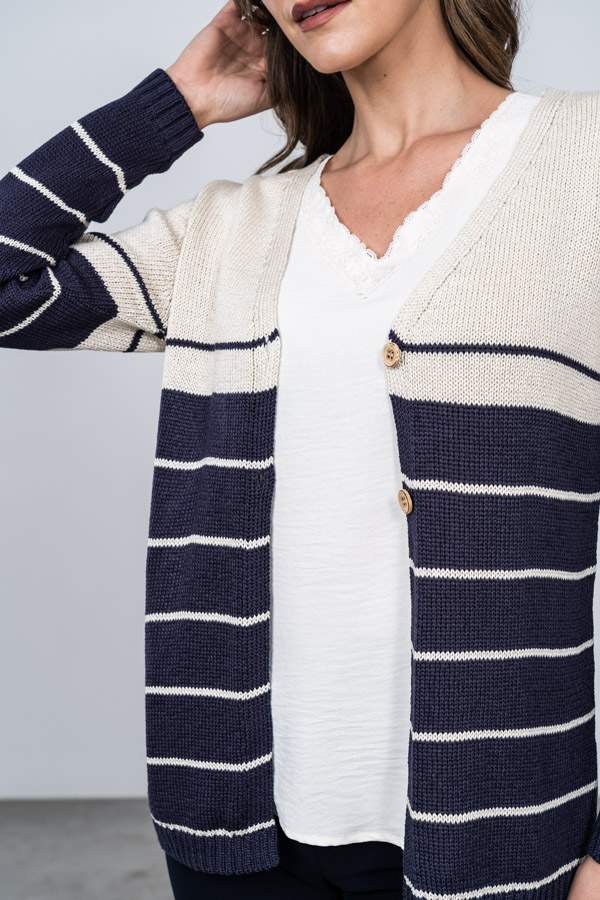 CHAQUETA BOTÓN RAYAS 