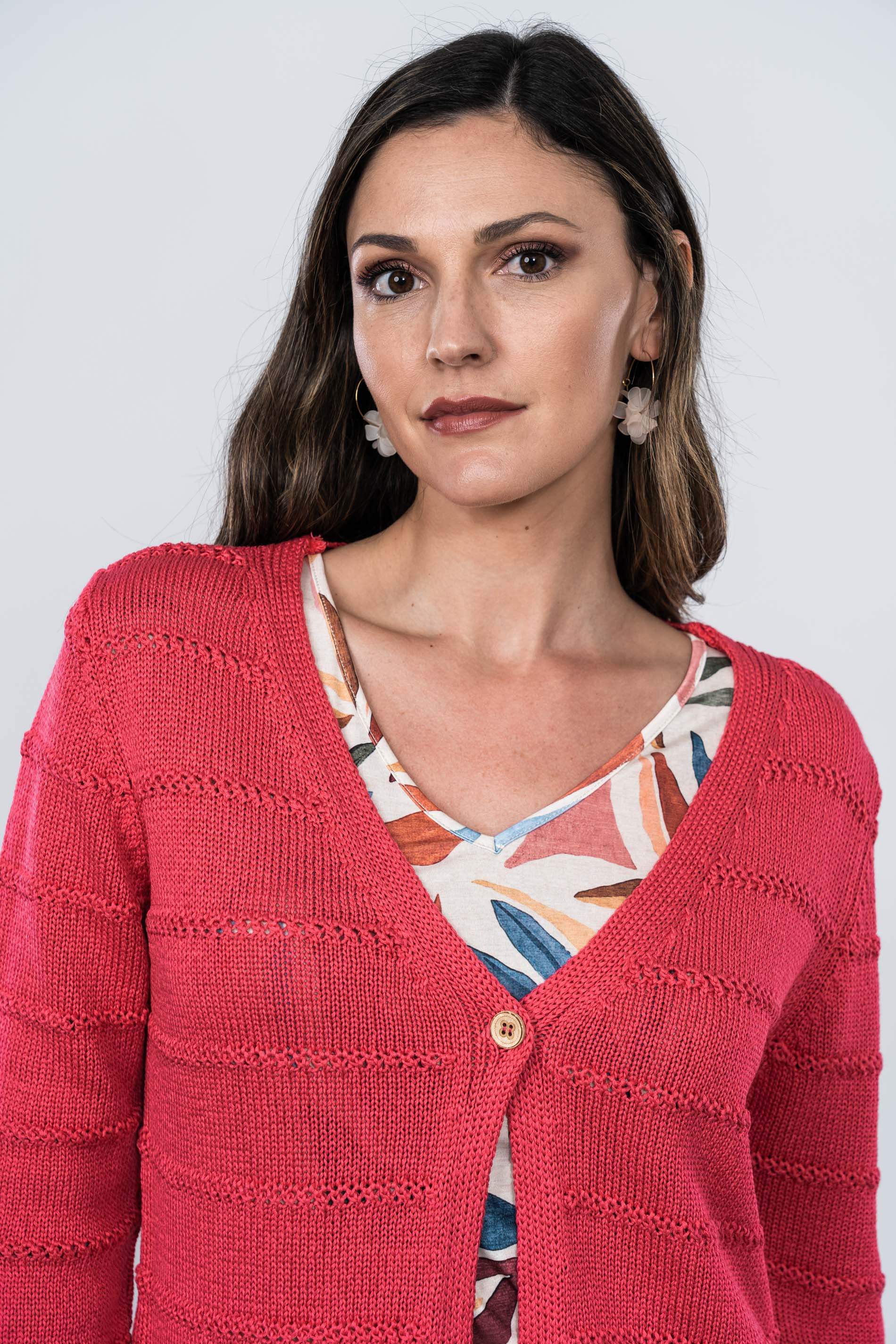 CHAQUETA NERVIO CALADO FRESA