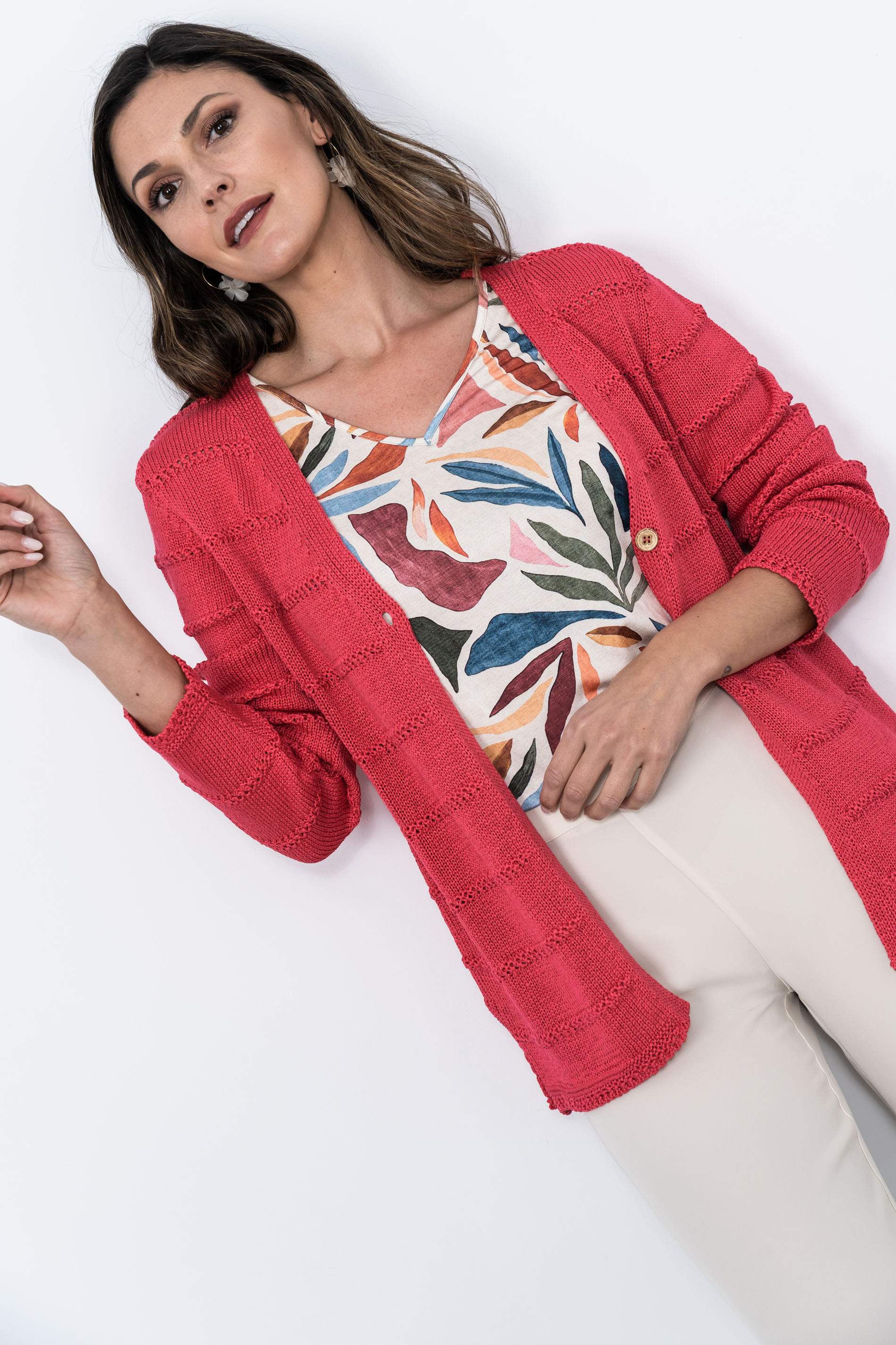 CHAQUETA NERVIO CALADO FRESA