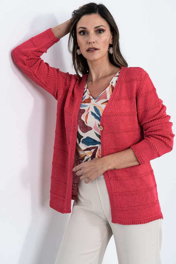 CHAQUETA NERVIO CALADO FRESA