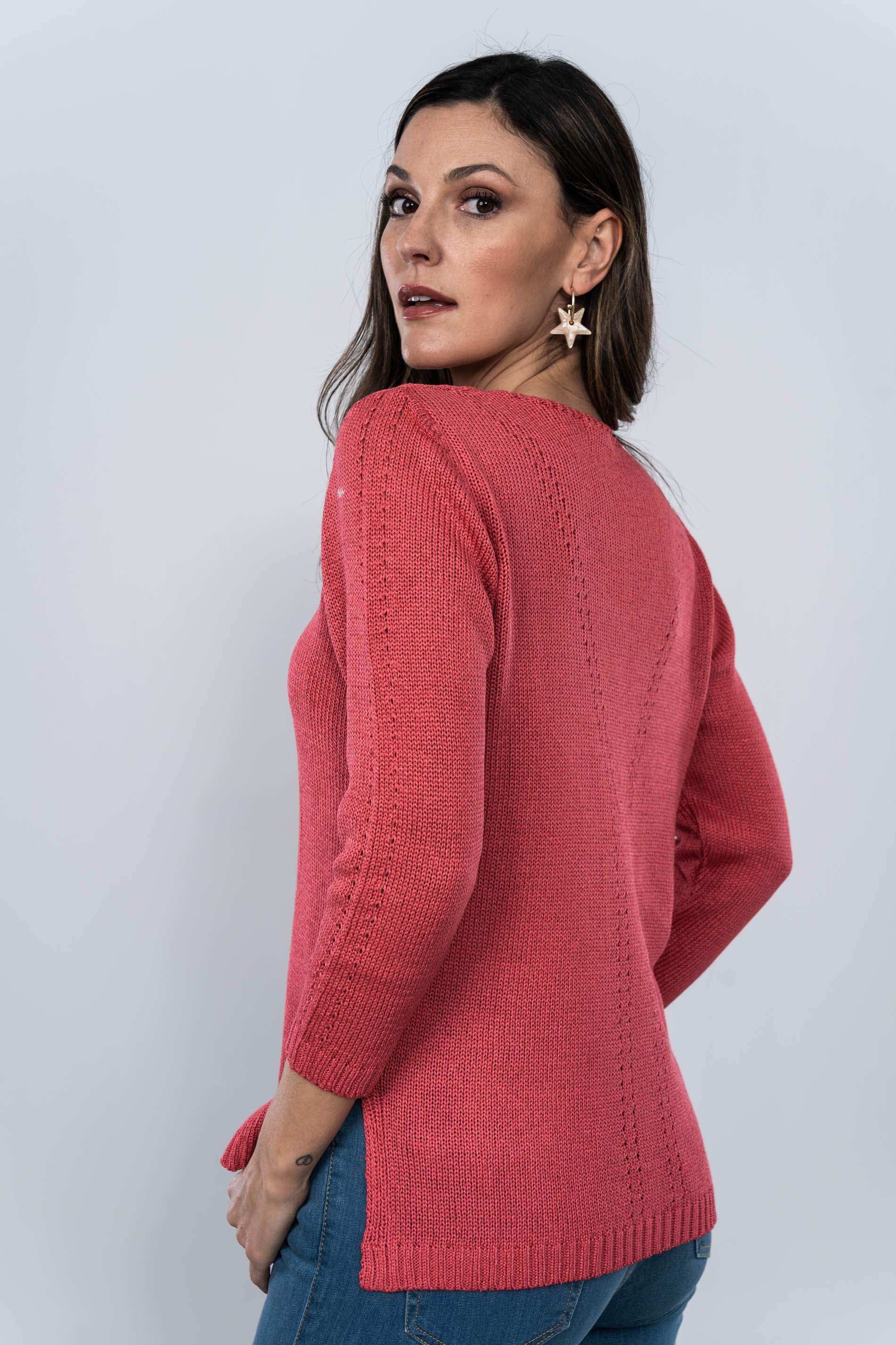 JERSEY CUELLO PICO CALADOS CORAL