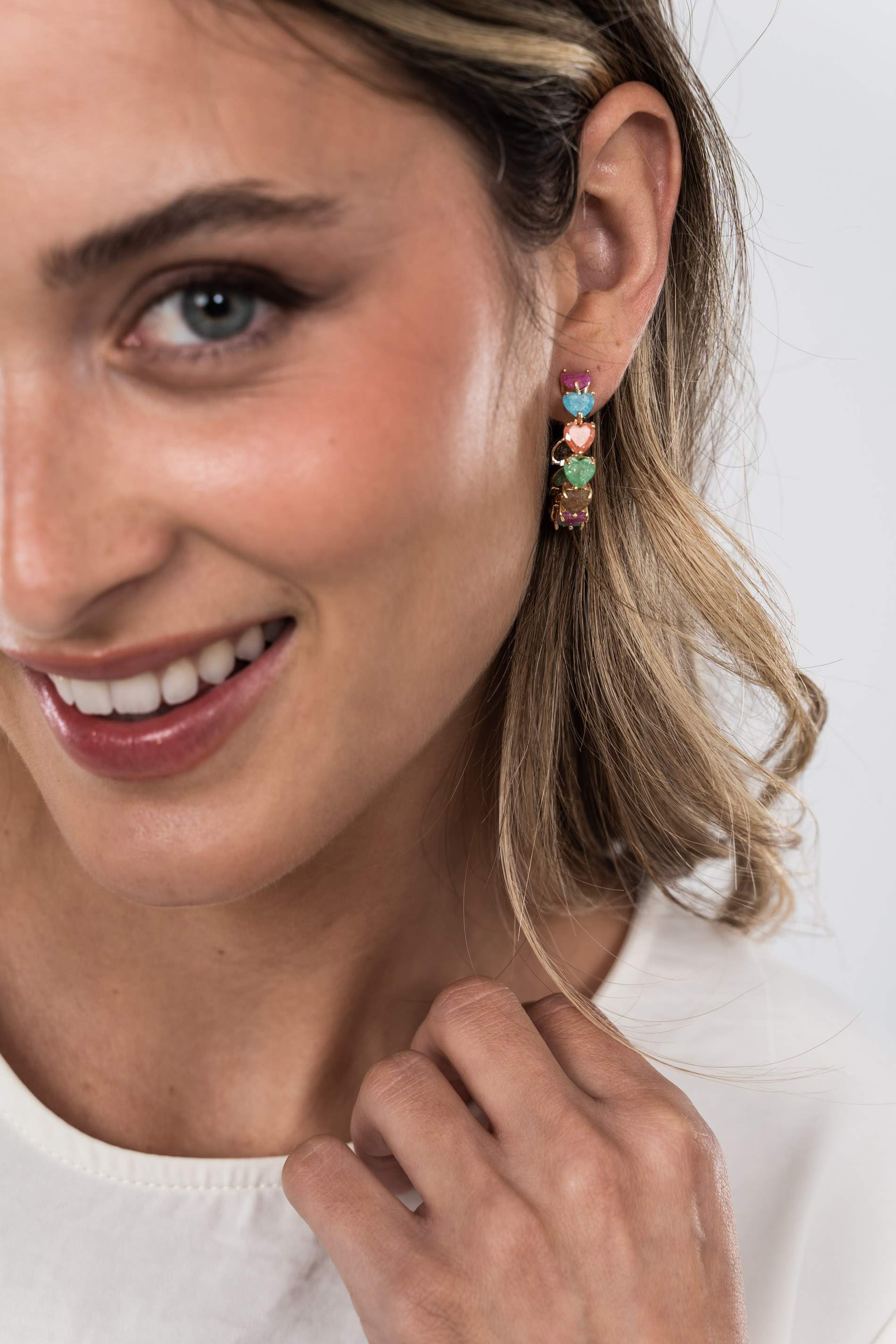 PENDIENTE AROS CRISTAL CORAZÓN 