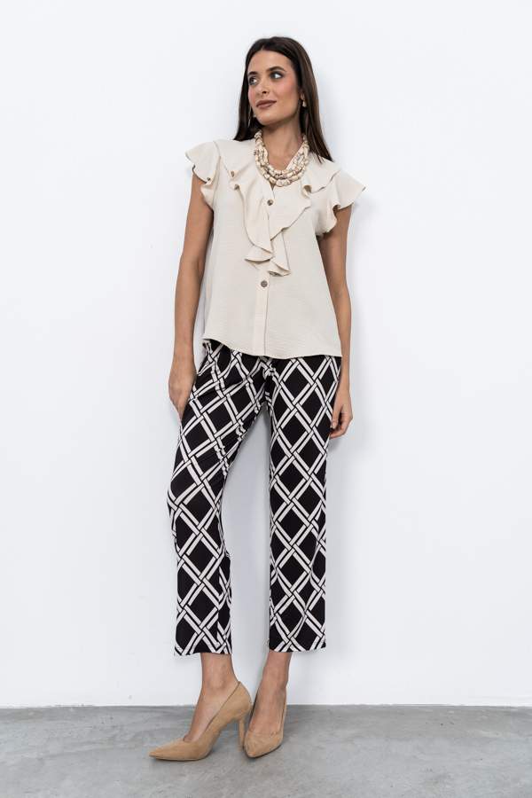 PANTALÓN BICOLOR ENREJADO
