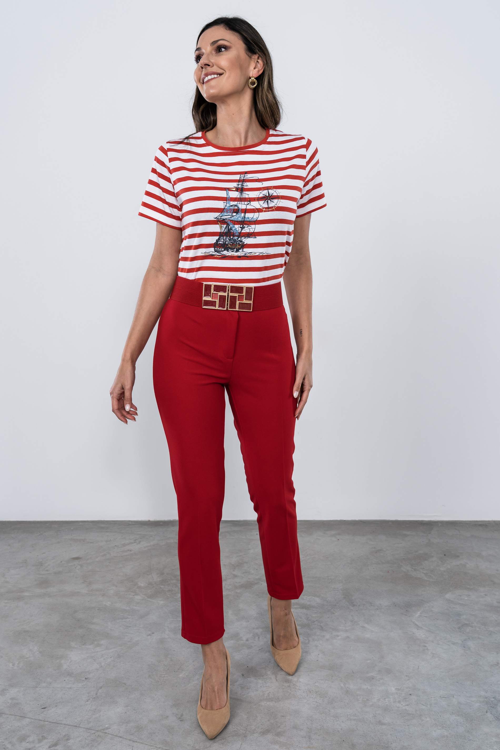 CAMISETA RAYAS BARQUITO ROJO