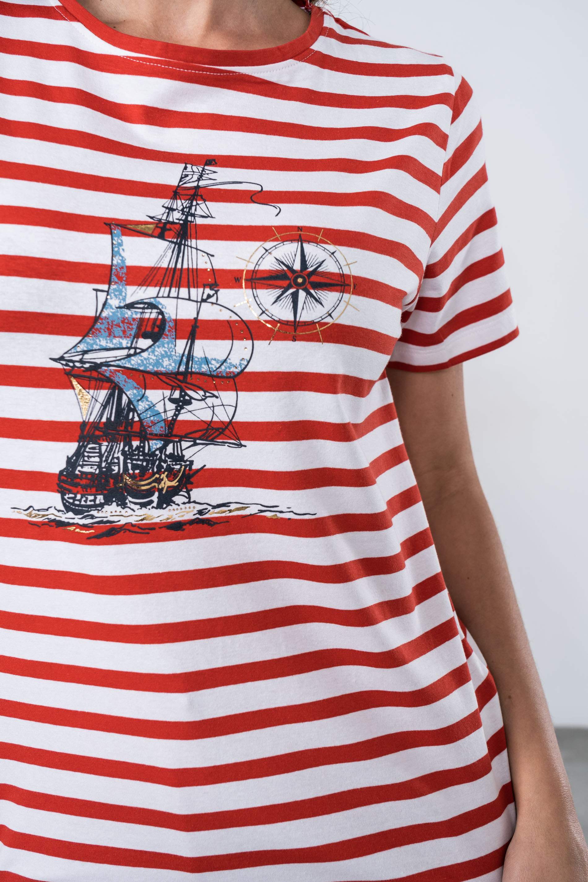 CAMISETA RAYAS BARQUITO ROJO