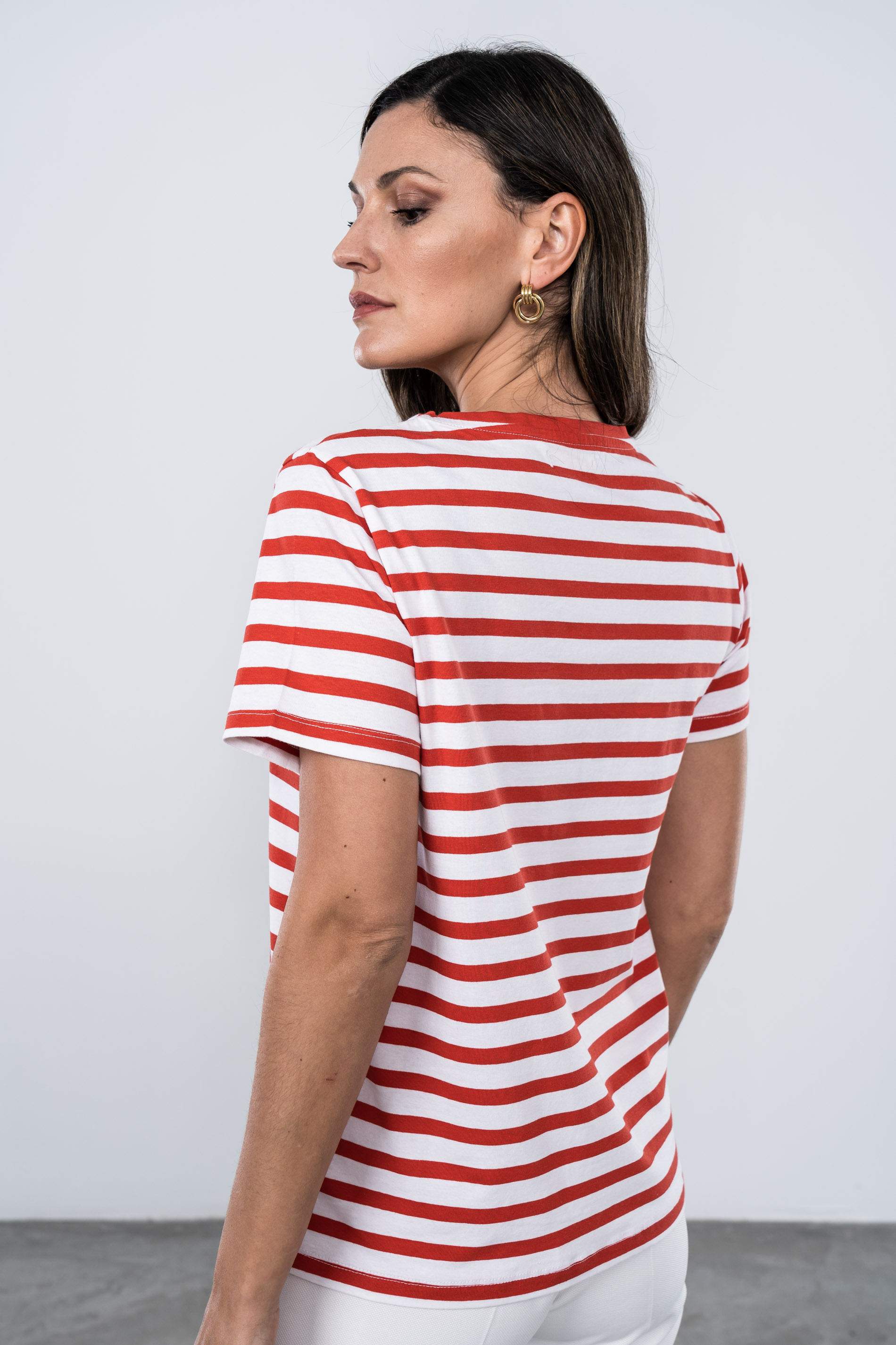 CAMISETA RAYAS ROJO