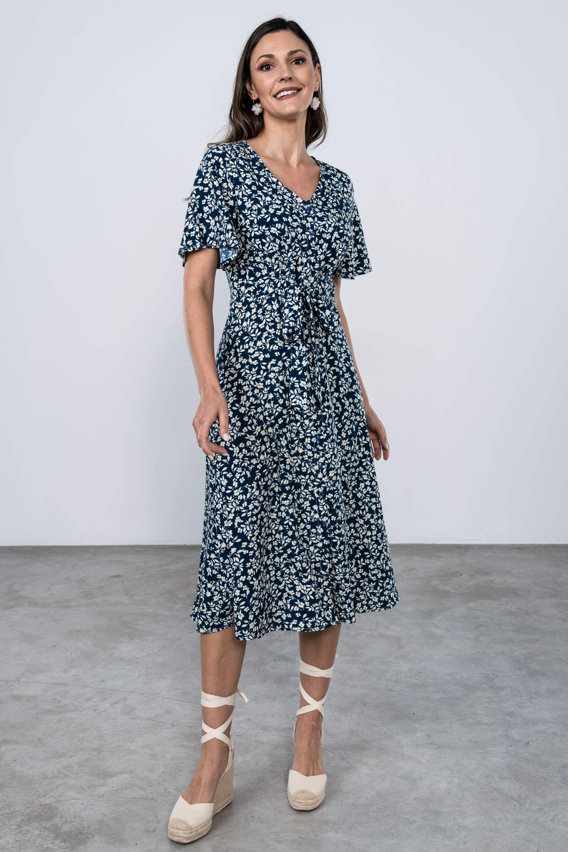 VESTIDO MIDI NUDO CINTURA