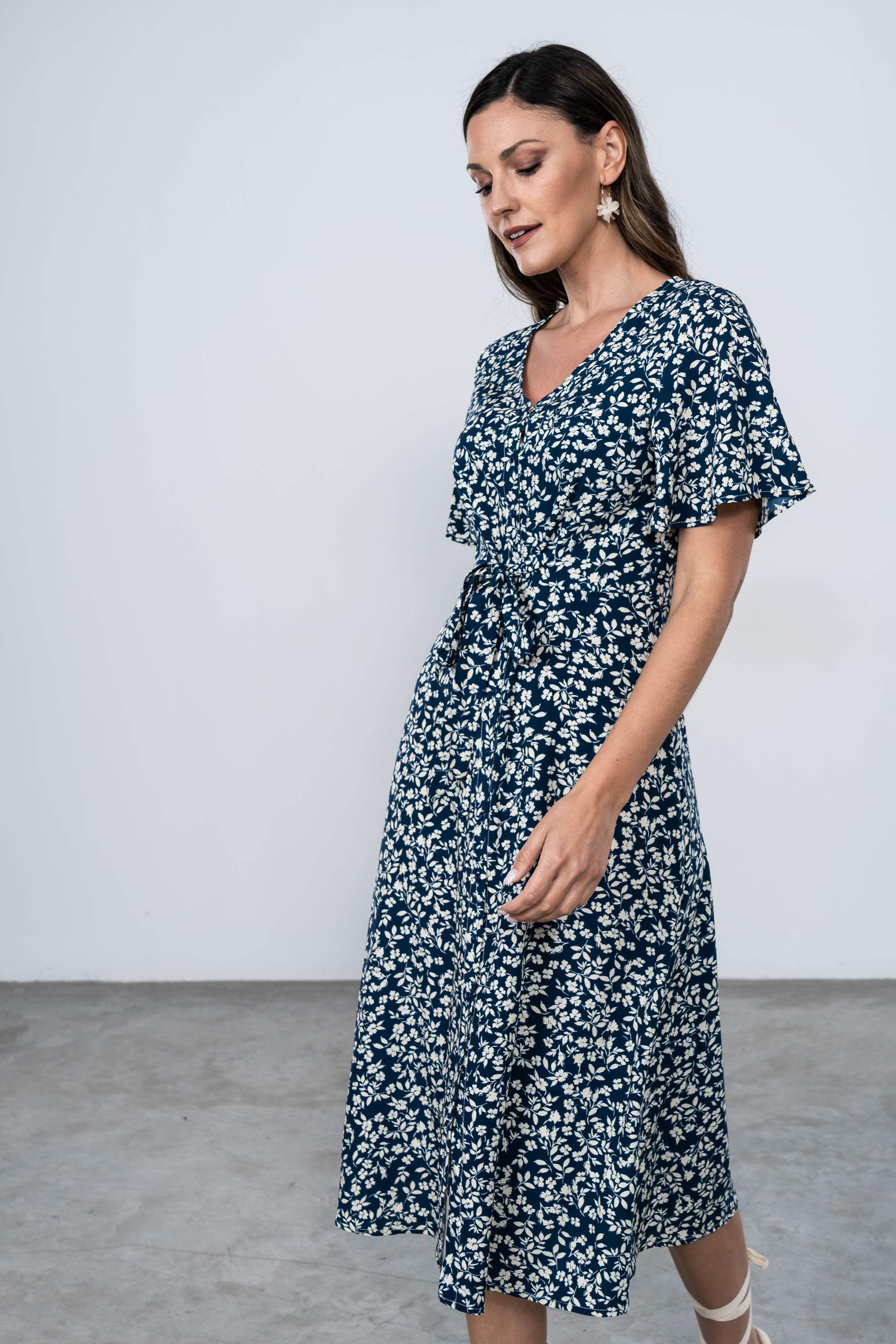VESTIDO MIDI NUDO CINTURA