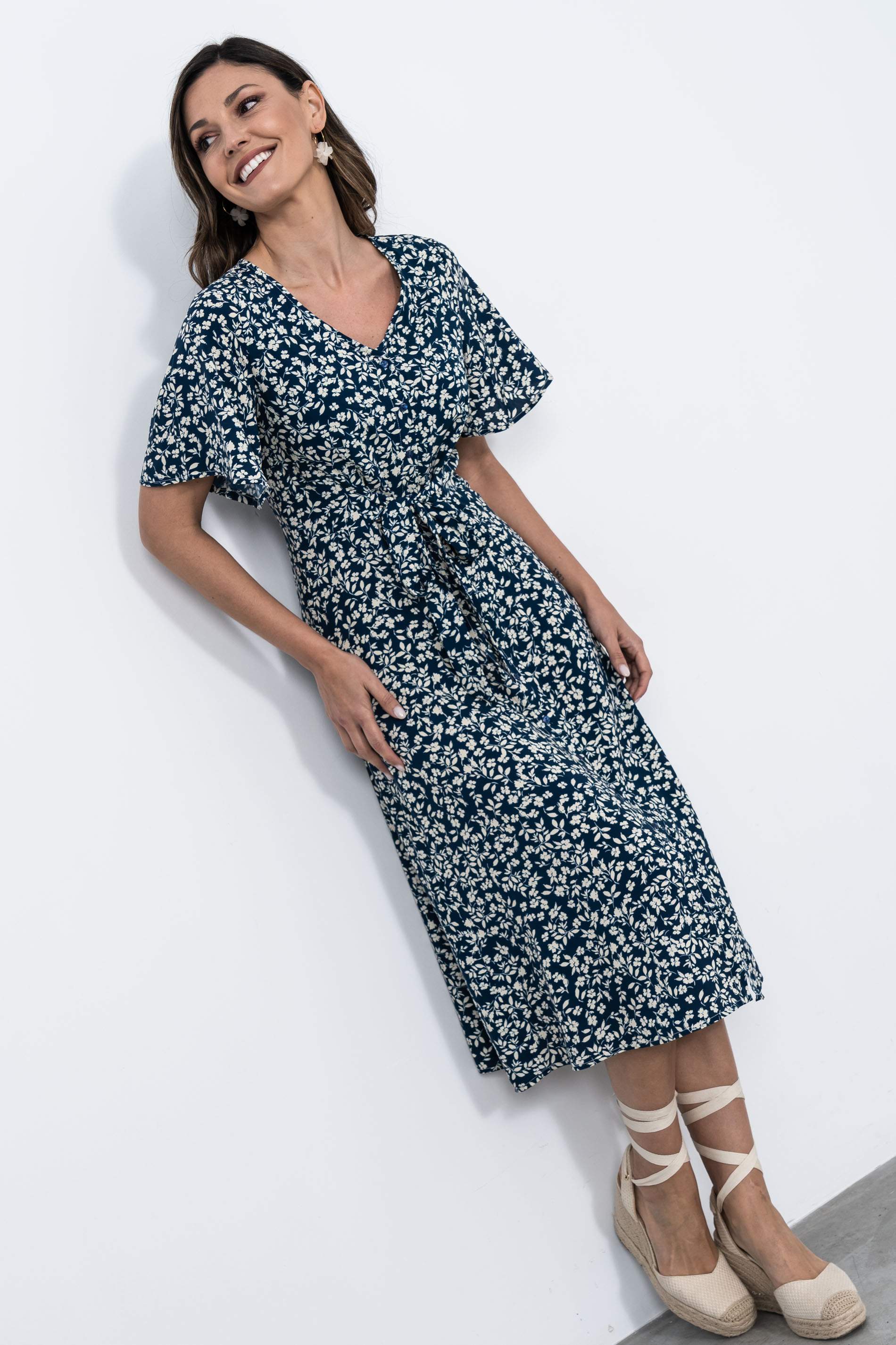 VESTIDO MIDI NUDO CINTURA