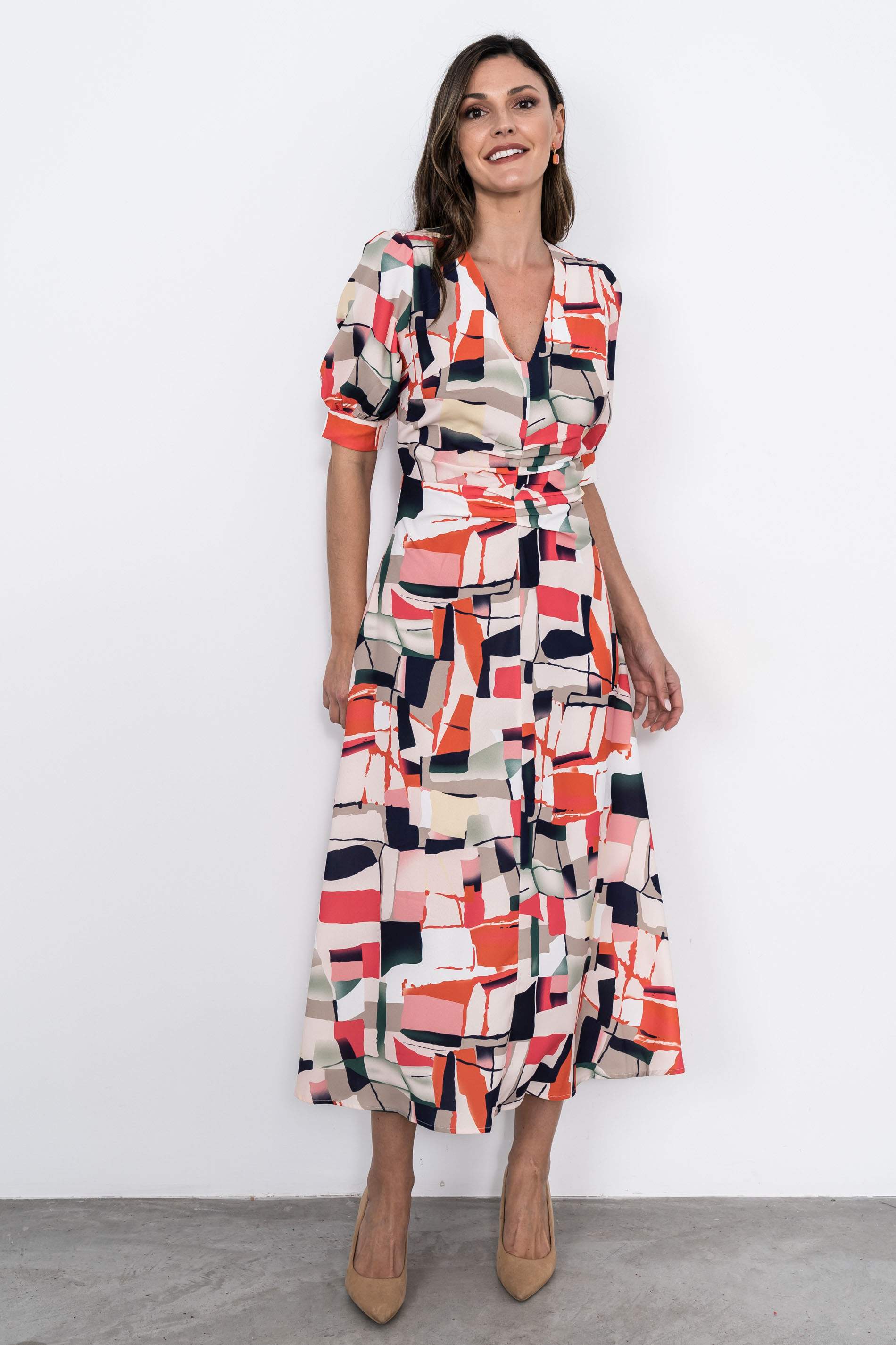 VESTIDO DRAPEADO CENTRAL ESTAMPADO