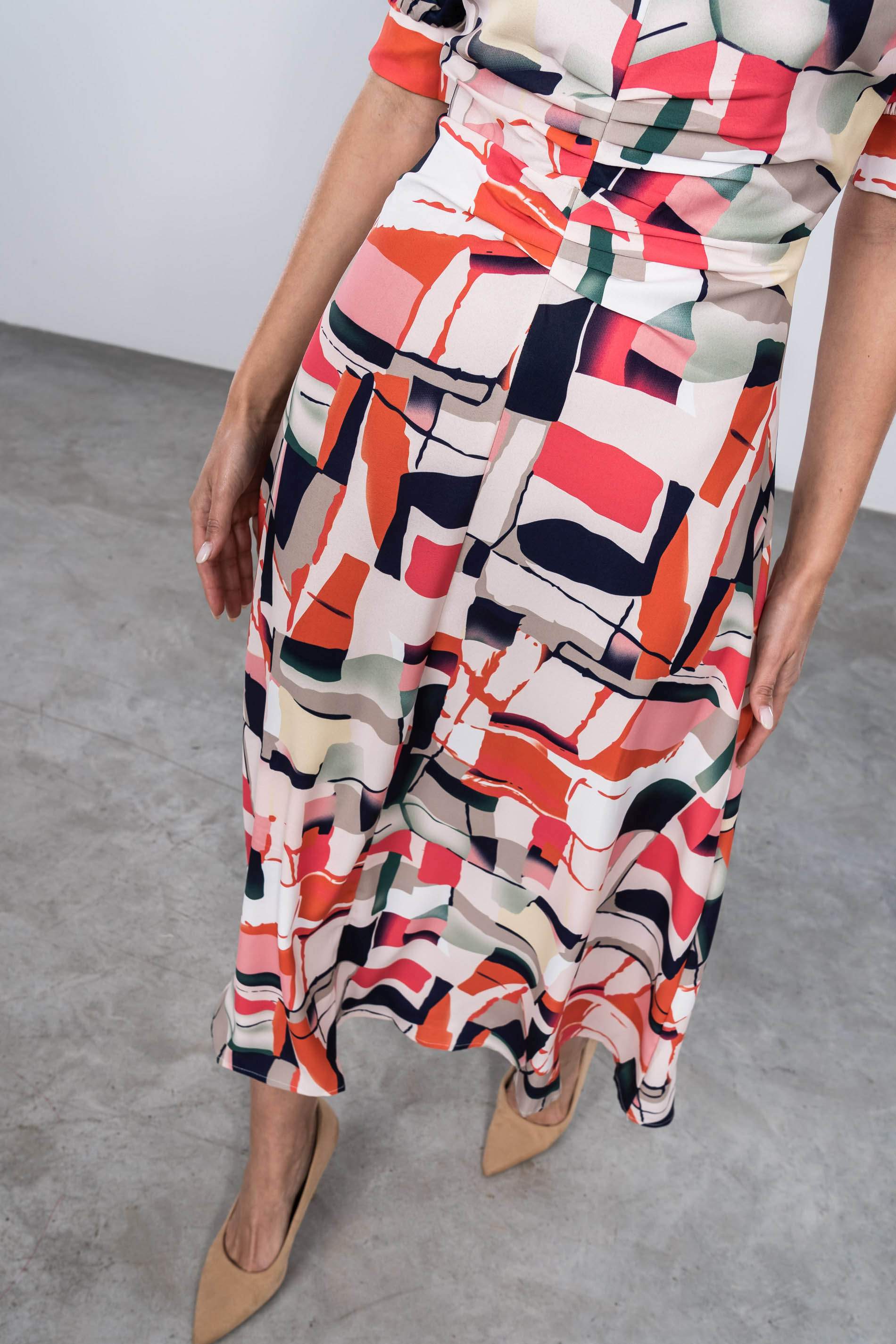 VESTIDO DRAPEADO CENTRAL ESTAMPADO