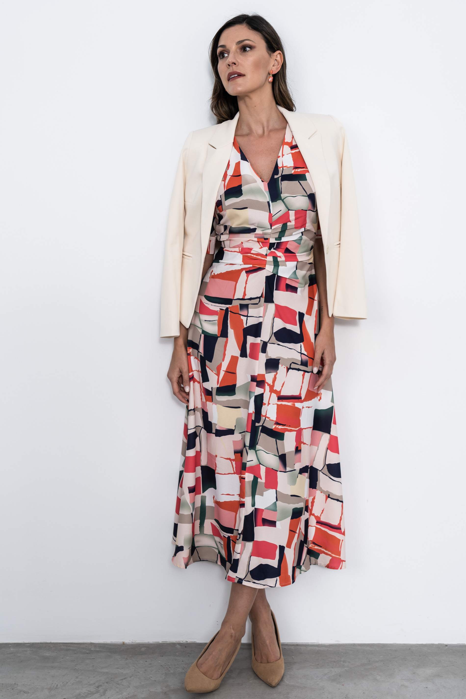 VESTIDO DRAPEADO CENTRAL ESTAMPADO