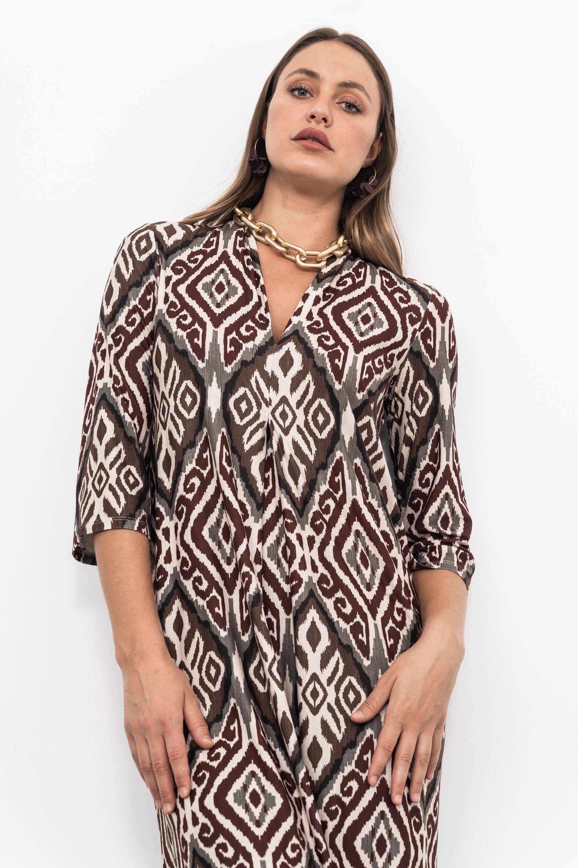 VESTIDO LARGO PLIEGUE AZTECA